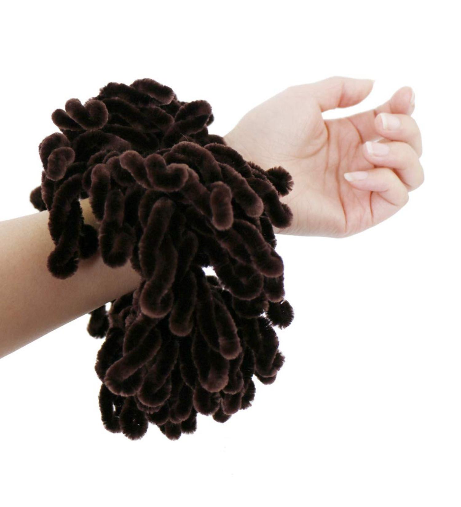Buy GWXEVCE Muslim Women's Fluffy Velvet Hijab Scrunchies - Flexible Hair Tie in Coffee | International Shipping Available - Buy Online on GoSupps.com