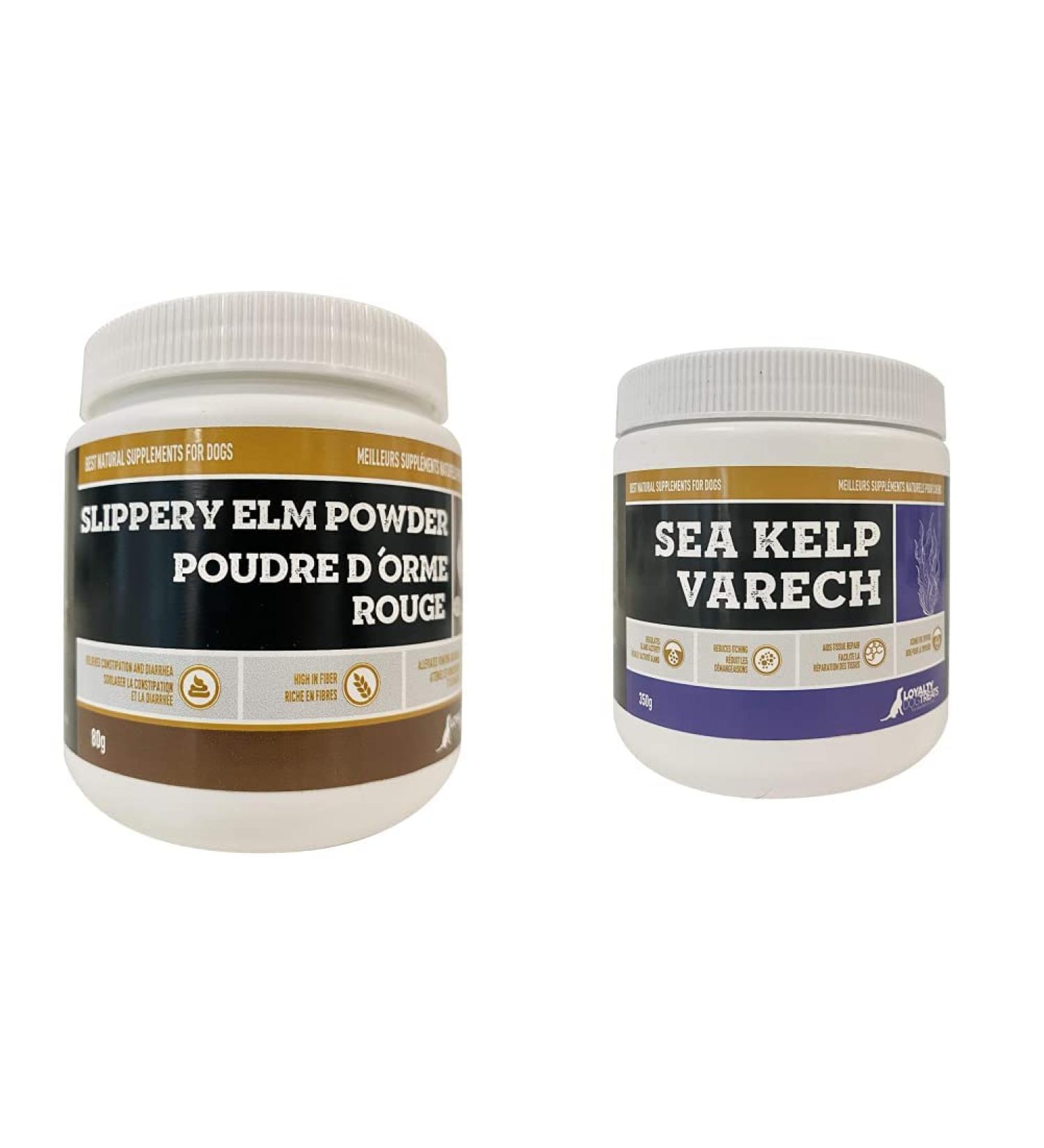 Loyalty Dog Treats Slippery Elm Powder & Sea Kelp Digestive Supplements Bundle - Buy Online on GoSupps.com