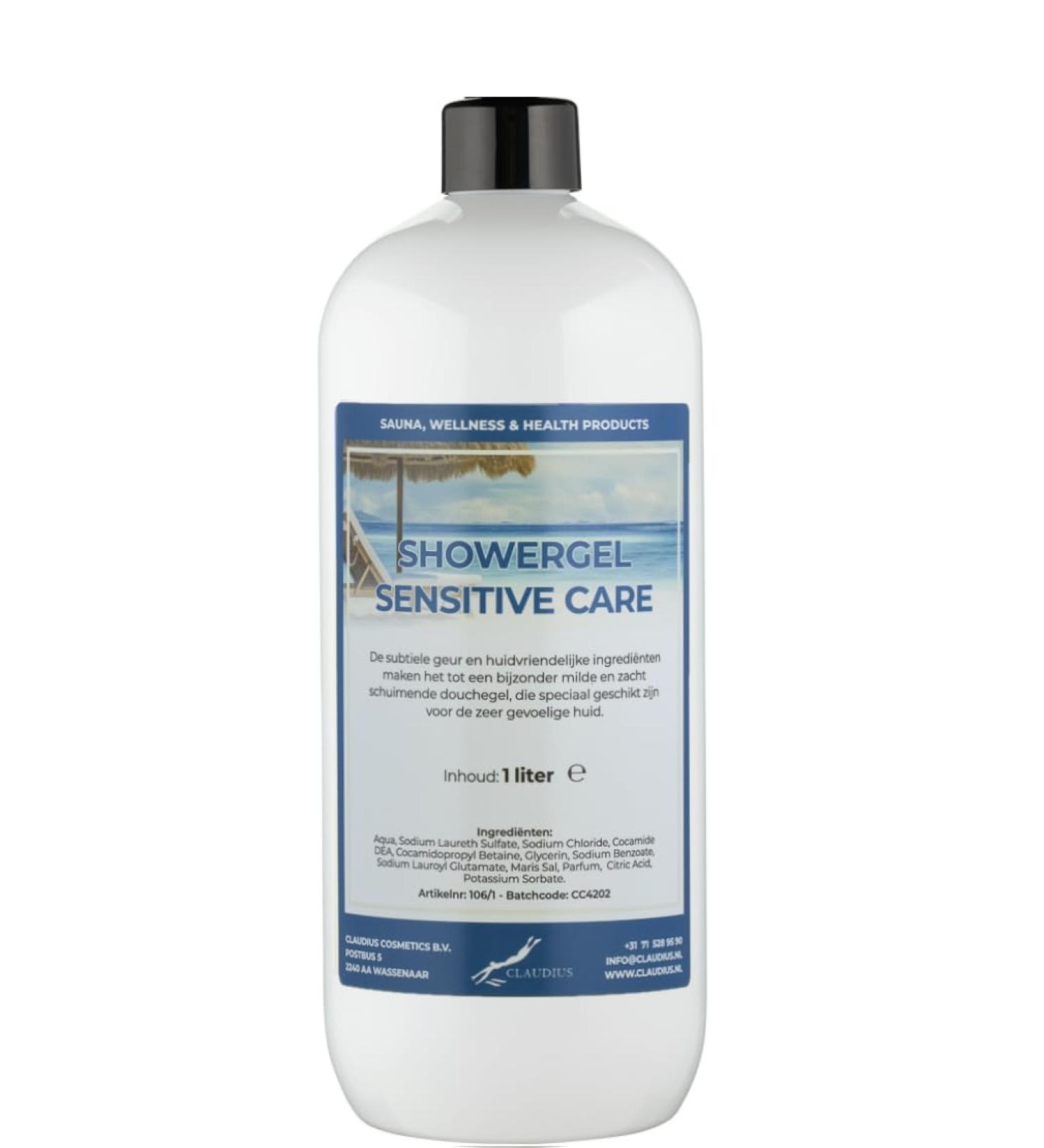 Claudius Showergel Sensitive Care 1 liter met dop wit