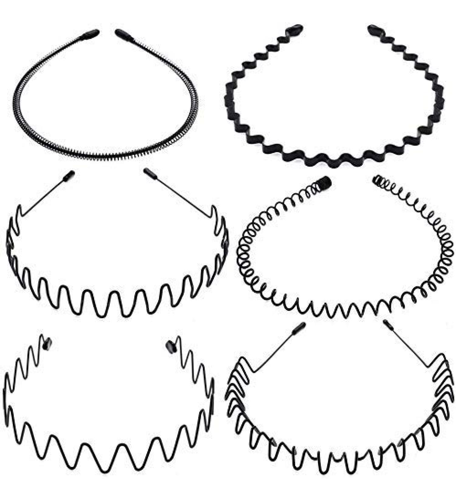 Voarge 6 Pcs Metal Hairband - Black Spring Wave Unisex Flexible Headband Accessories for Men & Women - Buy Online on GoSupps.com