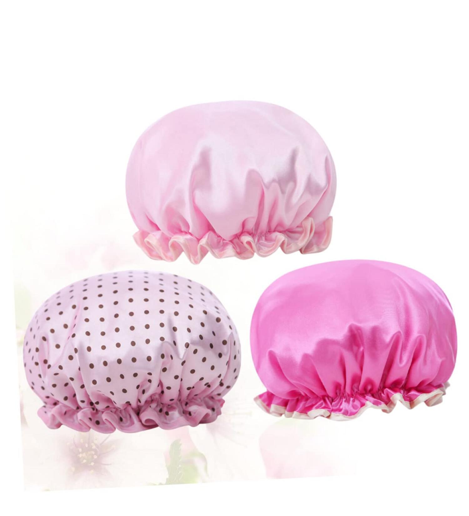 FOMIYES 3pcs Double Layer Bath Visor Hair Bonnets Set - Shower Cap, Night Sleep Cap, Elastic Bathing Cape - Buy Online on GoSupps.com
