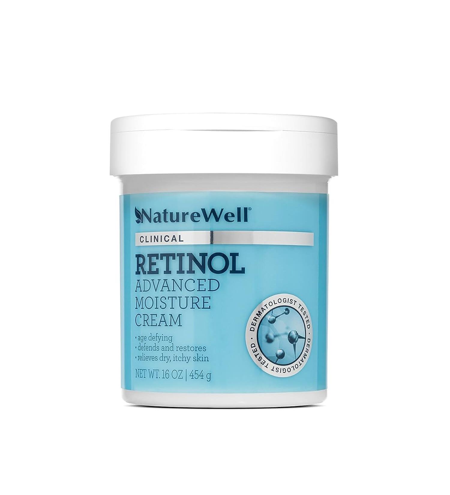 NATUREWELL Clinical Retinol Advanced Moisture Cream - 16 Oz 1 Pound - Face, Body & Hands - Boosts Skin Firmness, Enhances Skin Tone - No Greasy Residue - Includes Pump - Pack of 1 - Buy Online on GoSupps.com