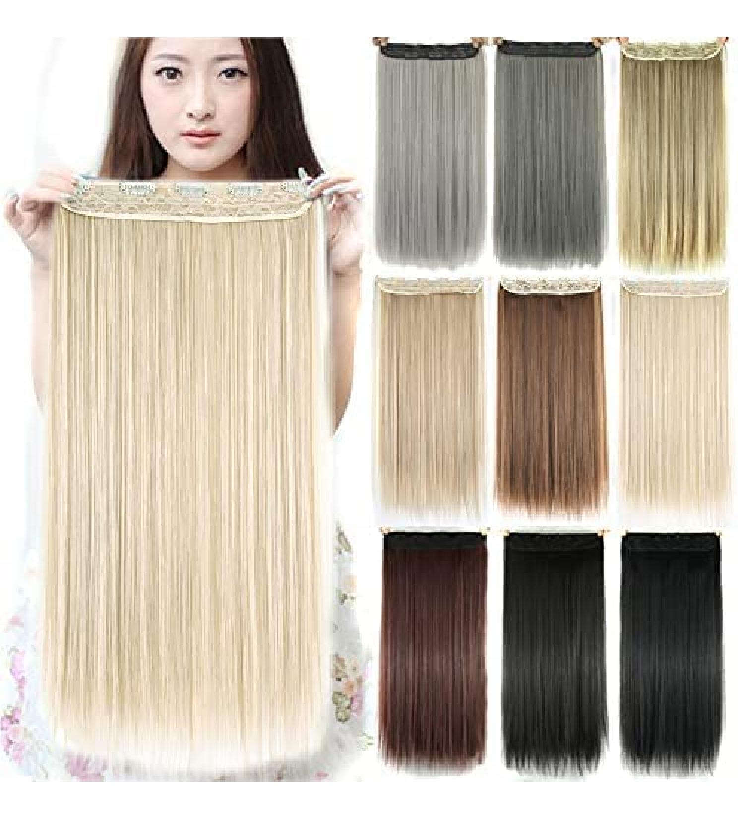 Imissu long natural thick hair straight clip-in on synthetic hair extensions hair parts for women (28 inch beach blond) 28 inch beach blonde