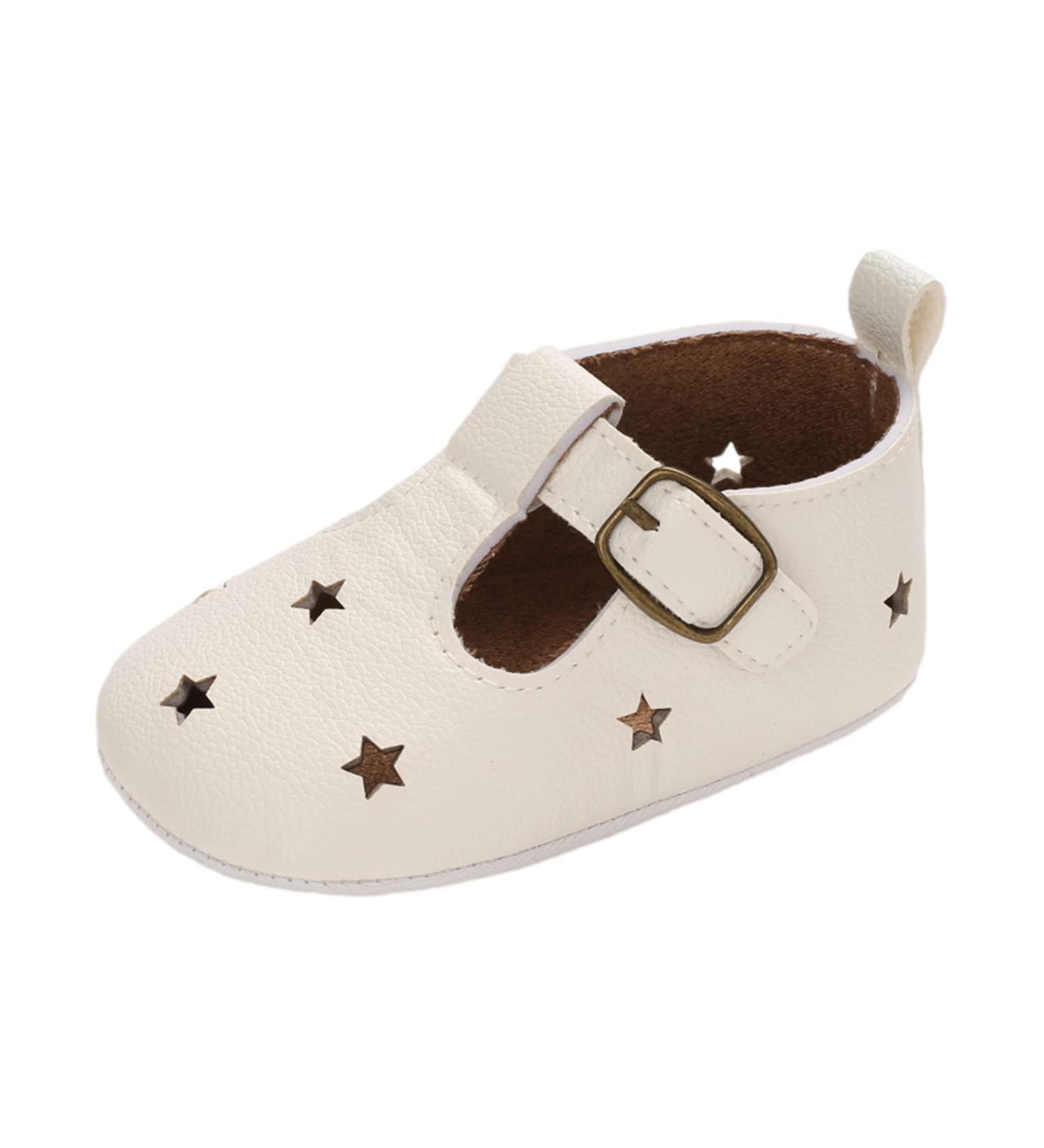 Baby Girl Mary Jane PU Leather First Walking Shoes | Anti-Slip Infant Princess Shoes 0-6 Months | White - Buy Online on GoSupps.com