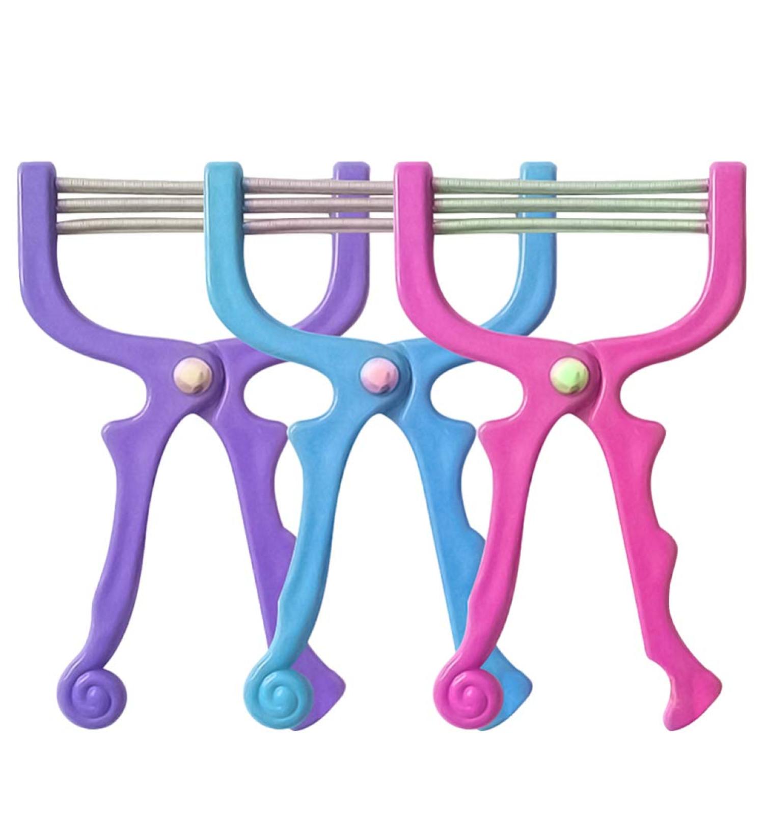 SOLUSTRE 3pcs Facial Hair Removal Spring Set for Women - Eyebrow, Face, and Upper Lip Threading Tool - Purple+Blue+Rosy - Buy Online on GoSupps.com