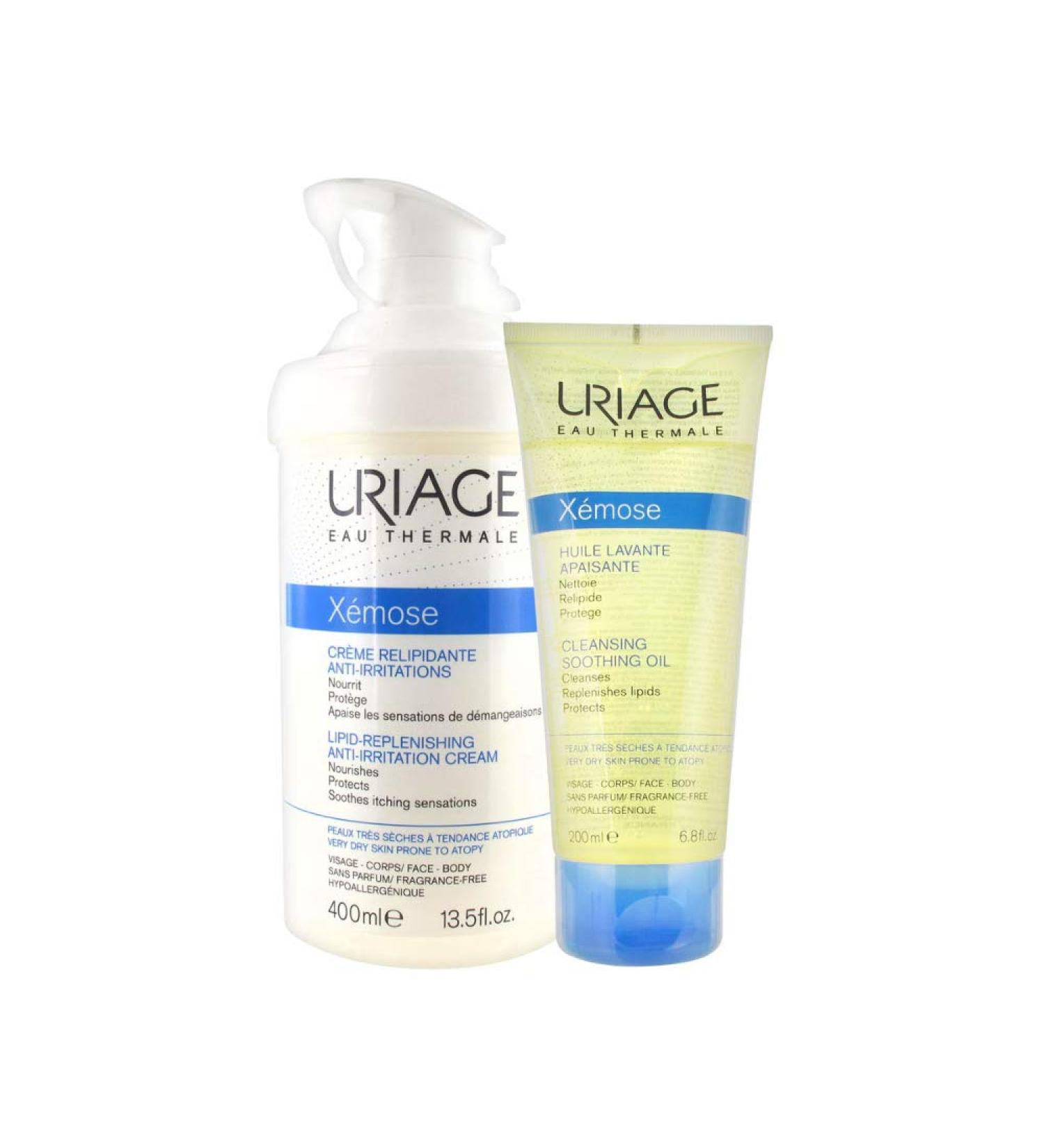Uriage Xémose Cream 400 Ml + Cleansing Oil 200, 2 Units (Pack of 1)