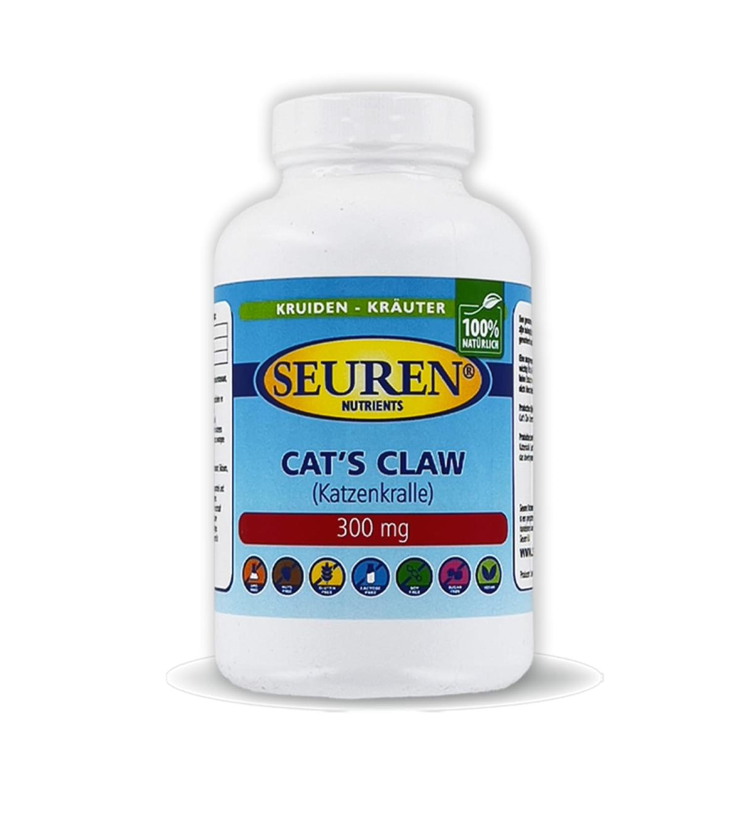 Seuren Nutrinets | Cat Claw | Cat Claw Extract 50mg | 100 Capsules Cat Claw 500mg | Pure Cat Claw | Una de Gato Immune System | High Dosed. - Buy Online on GoSupps.com