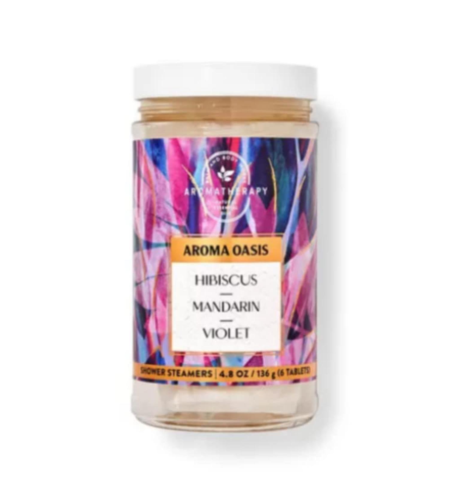 Bath & Body Works Aromatherapy Hibiscus Mandarin Violet Shower Steamers 4.8 OZ / 136 G Bottle ( 6 Tablets ) (Hibiscus Mandarin Violet)