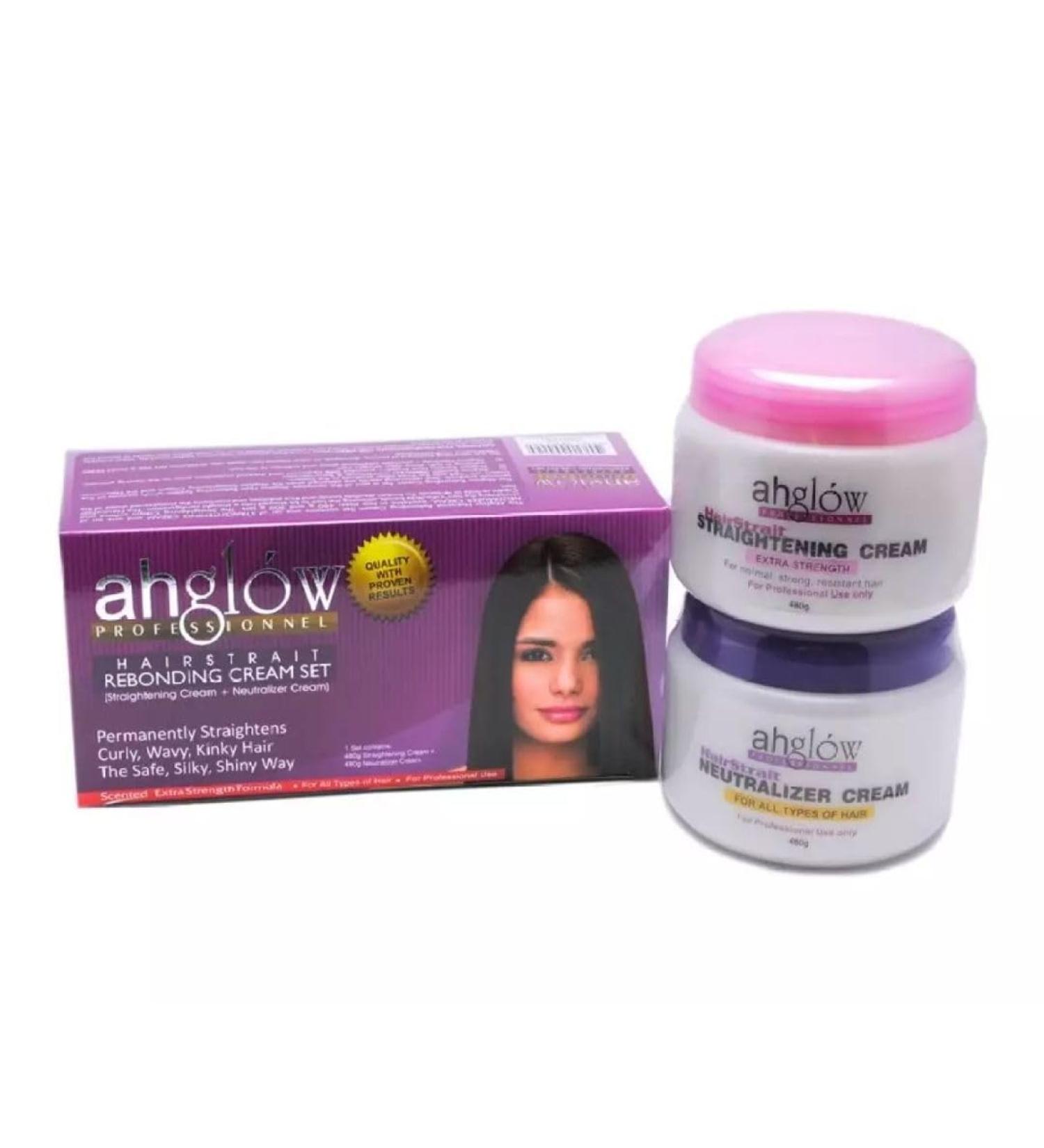 XL AHGLOW Hair Straightening & Rebonding Set | Keratin Relaxer for Smooth Silky Shiny Hair | 480g Complete System for Wavy Curly Frizzy Hair - Buy Online on GoSupps.com