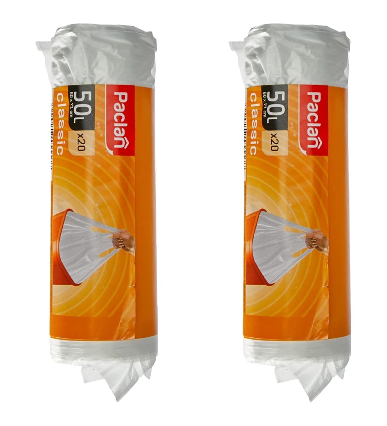 Buy Paclan Garbage Bags with Handle 20 x 50L - 40 Durable Transparent Bags (Pack of 2) for International Shipping - Buy Online on GoSupps.com
