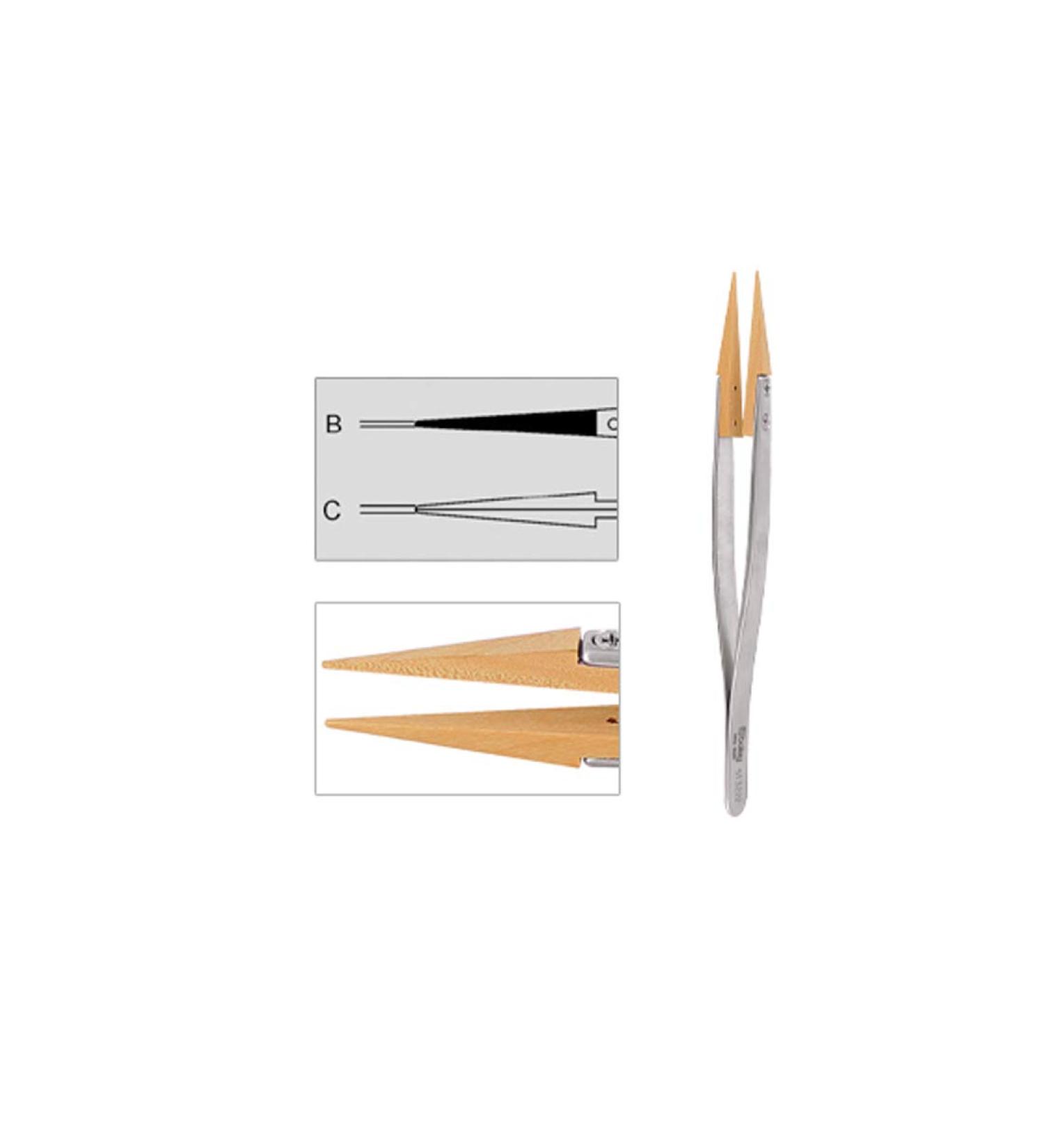 Boley antimagnetic Tweezers with Wooden Tips 130 mm