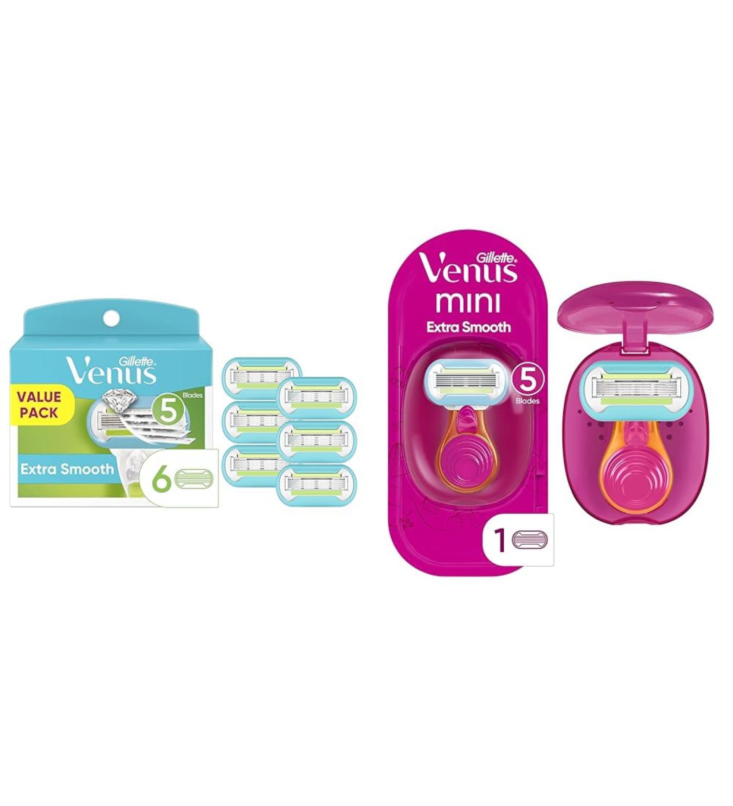 Gillette Venus Embrace Women's Razor Blade Refills 6 Count + Venus Snap Cosmo Pink with Extra Smooth Womens On-the-Go Razor - Buy Online on GoSupps.com