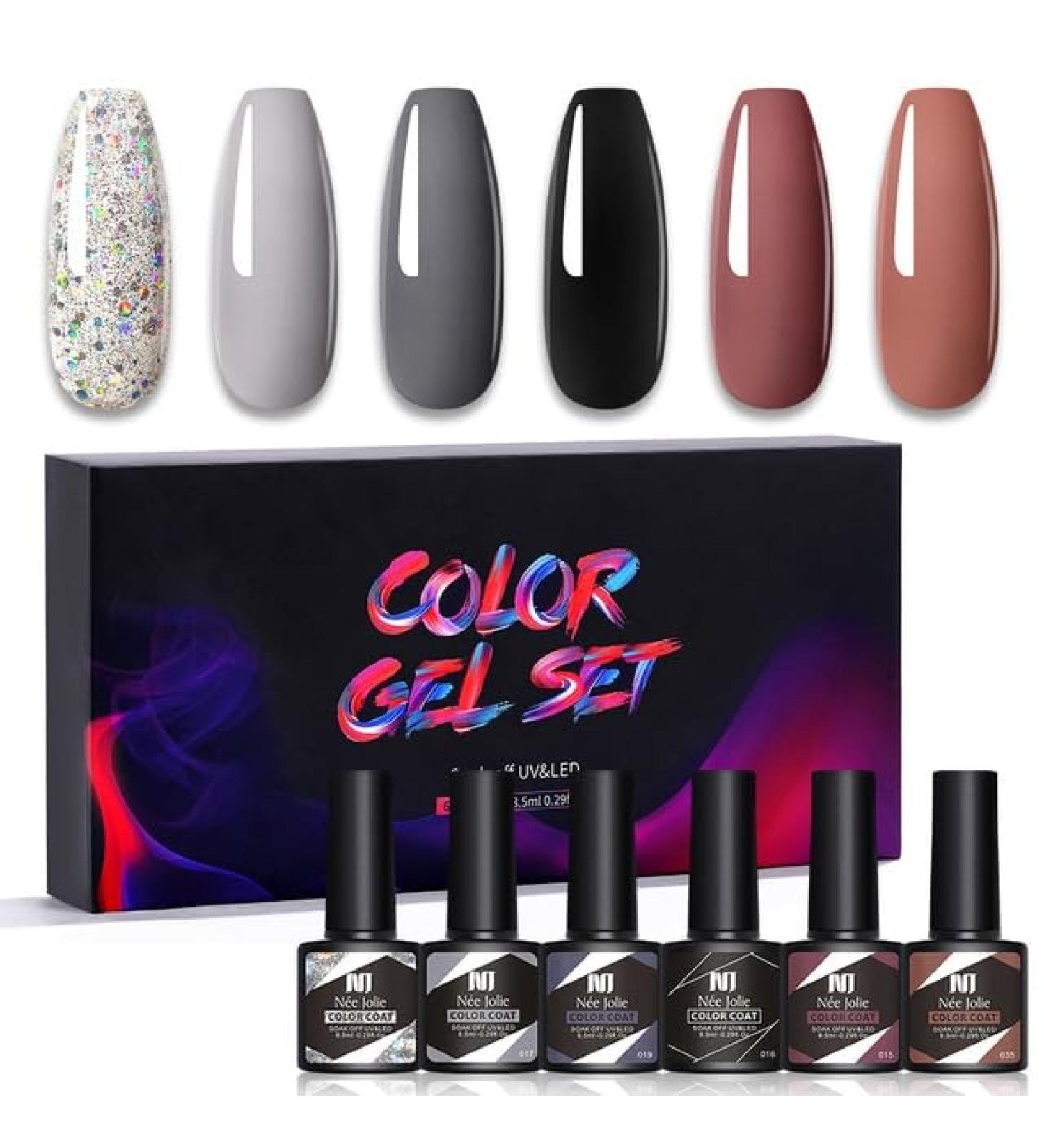 Nail Polish Gel 6Pcs/Set x8.5ml Soak Off Gel UV LED Semi Permanent Varnish for Nail Art 100Colors for Base Top Coat Gifts - (Color: STE1) - Buy Online on GoSupps.com