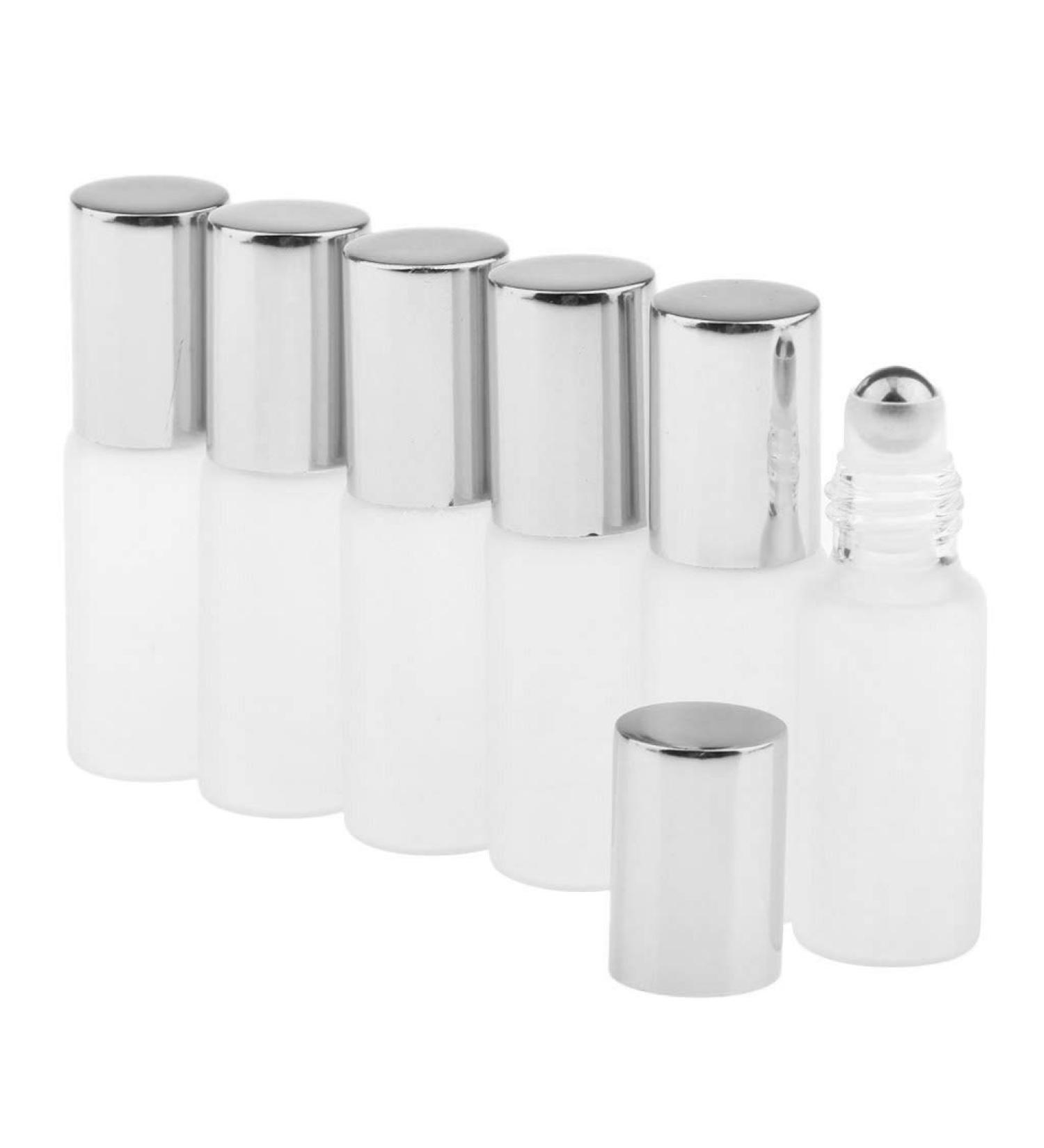 Buy Baosity Set of 6 Glass Roll-On Bottles (5ml) - Perfect for Essential Oils & Deodorants - Silver Empty Refillable International Shipping Available - Buy Online on GoSupps.com