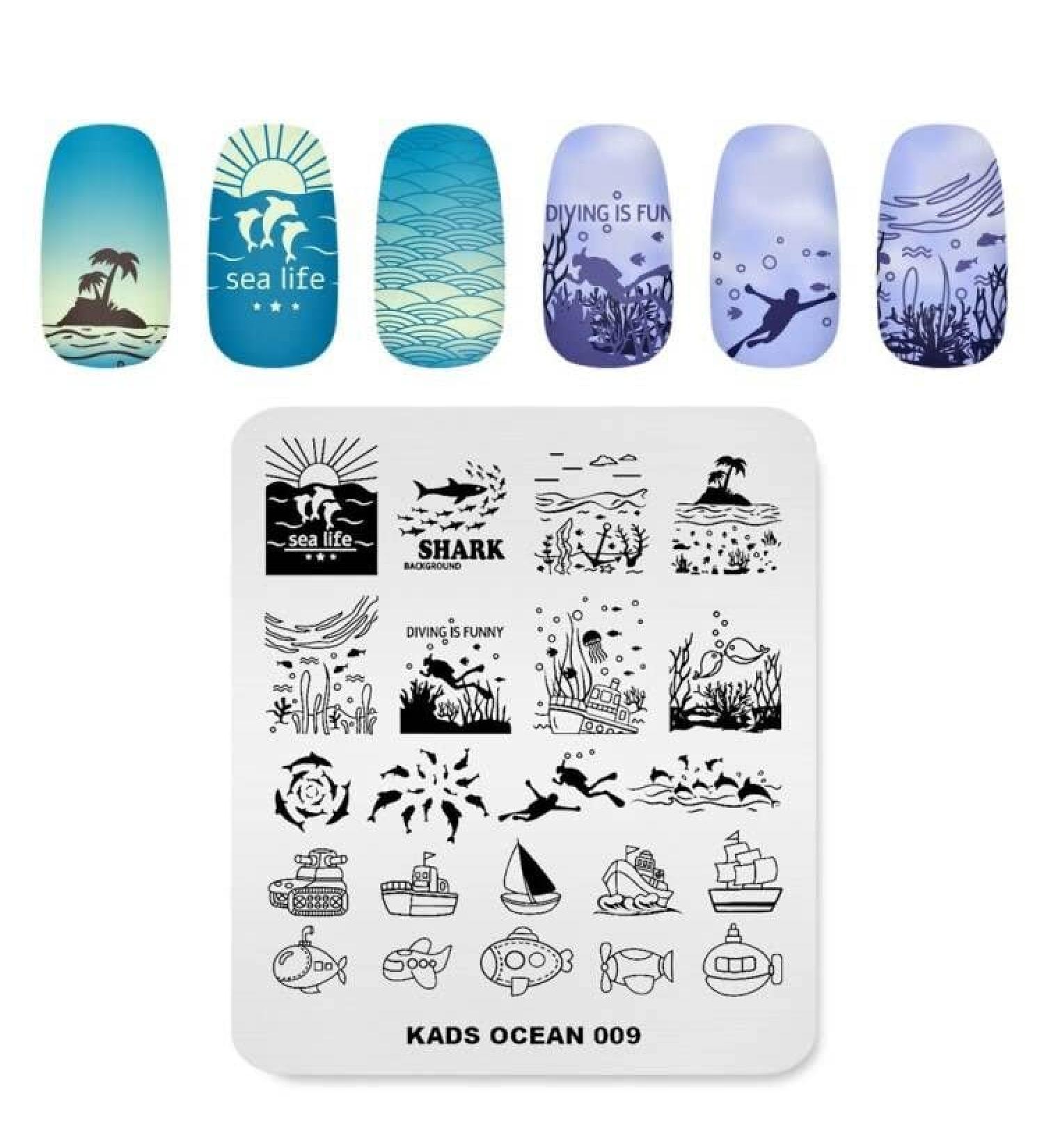 Alexnailart Ocean Theme Nail Stamping Plate - Unique Manicure Tool for Stunning Nail Art - Buy Online on GoSupps.com