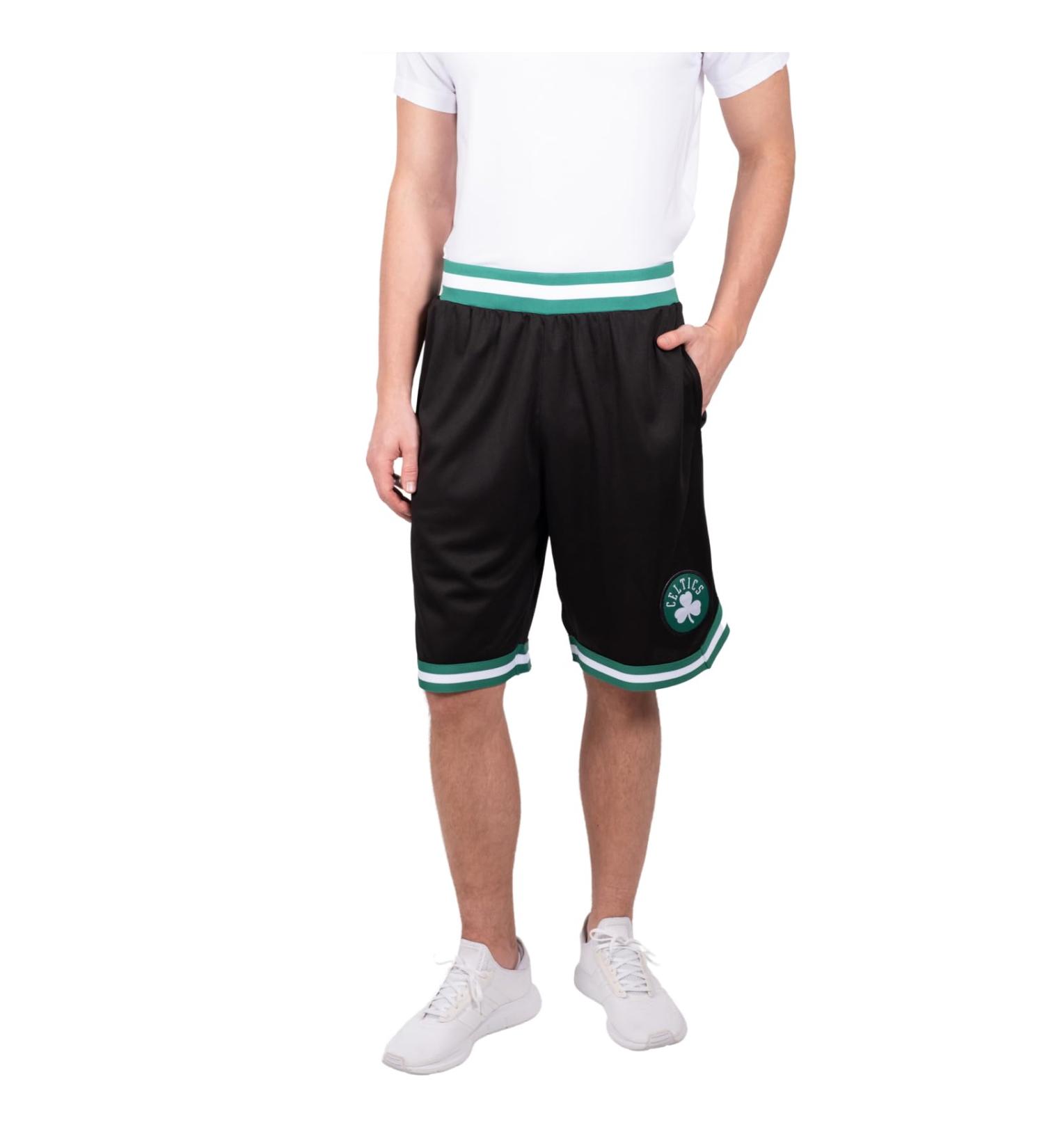 Ultra Game Men's NBA Men's Active Knit Basketball Training Shorts Woven Team Logo Poly Mesh Boston Celtics L Team Color
