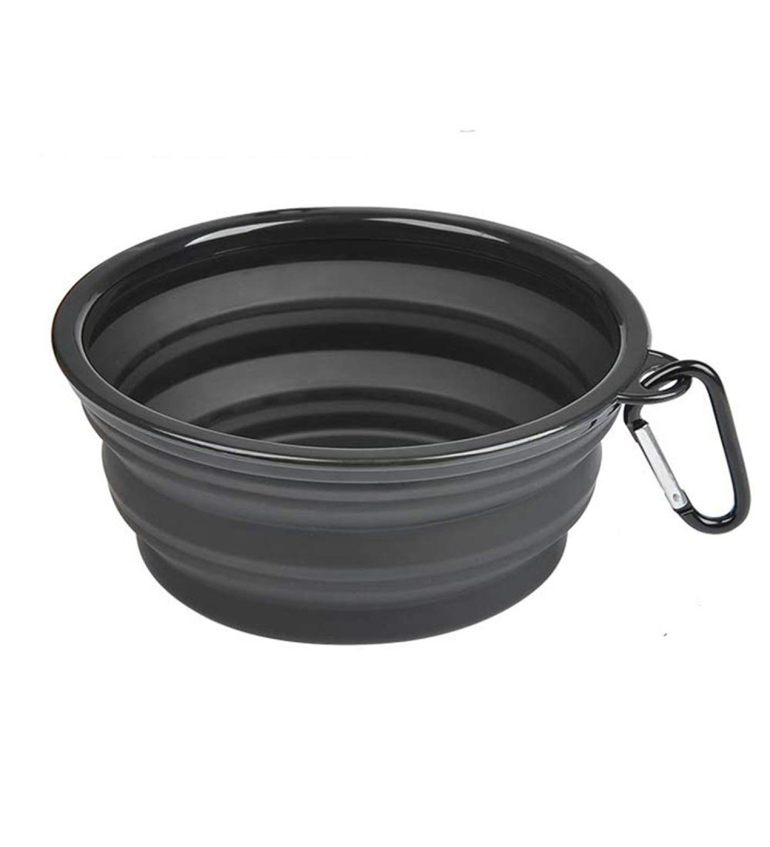 AXGO Collapsible Extra Large Dog Bowl - Portable Foldable Silicone Travel Bowl for Pet Food/Water - Black - 1 Piece - Buy Online on GoSupps.com