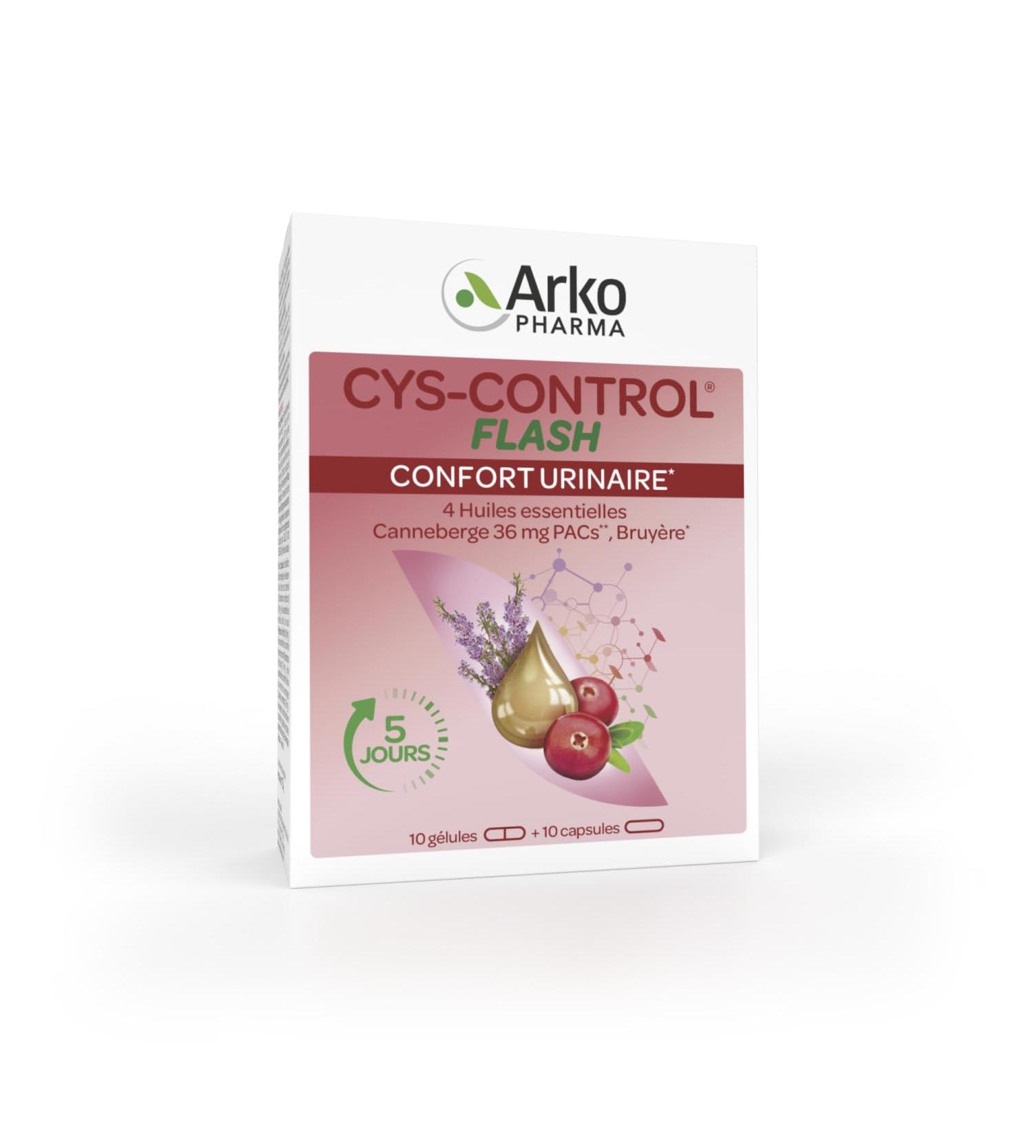 Arkopharma - Cys-Control Flash | Urinary comfort - Urinary system function - Dietary supplement | 10 capsules and 10 capsules - Buy Online on GoSupps.com