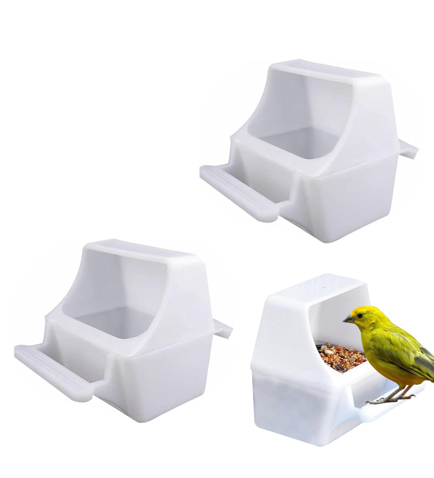 TYVOM 2PCS Poultry Drinker Bird Food Feeder for Cage Bird Waterer Feeder Cage Accessories for Parrots Cockatiel Pigeon Sparrow Bird Cage Bowl(White) - Buy Online on GoSupps.com
