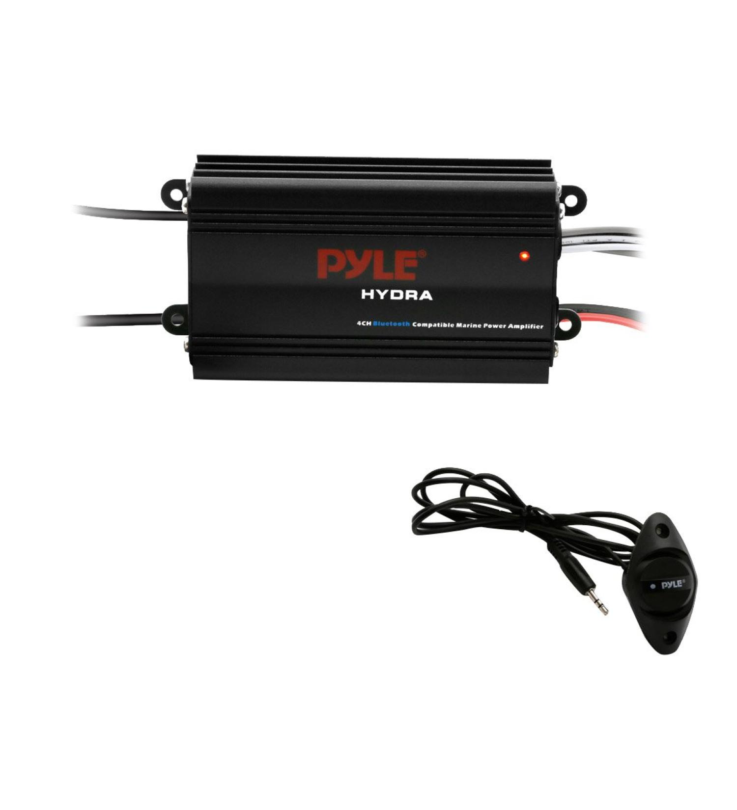 Pyle Marine 4-Channel Amplifier - 200W RMS Full Range Stereo with Bluetooth - PLMRMB4CB Black - Buy Online on GoSupps.com