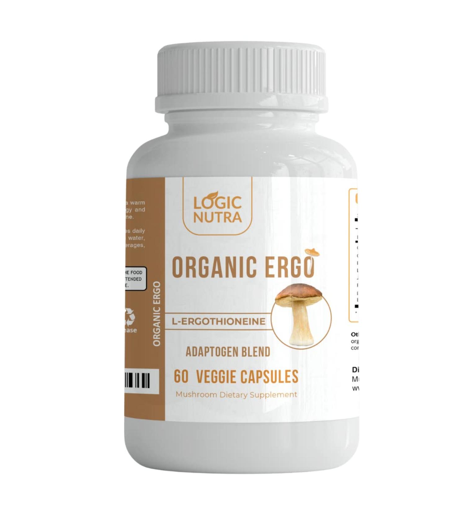 Organic L-Ergothioneine Plus Mushroom Blend Supplement - Longevity & Immune Support - 60 Veggie Caps - Buy Online on GoSupps.com