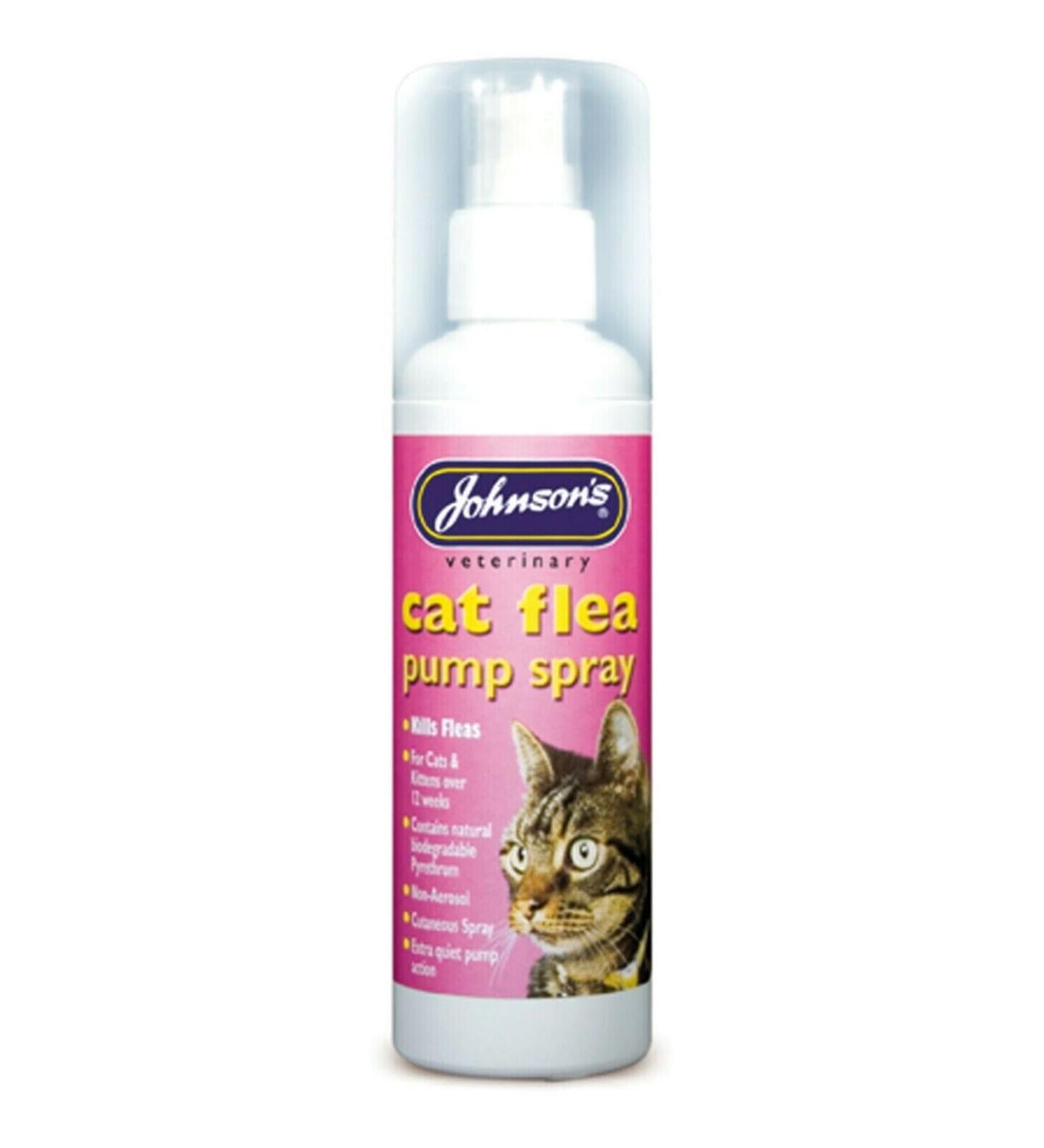 AMK Johnson's Cat Flea Pump Spray 100ml Kills Fleas Mites & Lice Kittens Cats