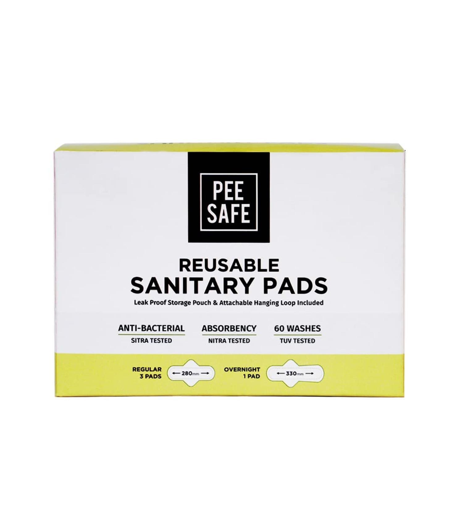 Pee Safe Reusable Sanitary Pads Bundle | Highly Absorbent & Skin Friendly | Includes 3 Regular Pads, 1 Overnight Pad, and Leak Proof Pouch | Lasts Up To 1 Year - Buy Online on GoSupps.com