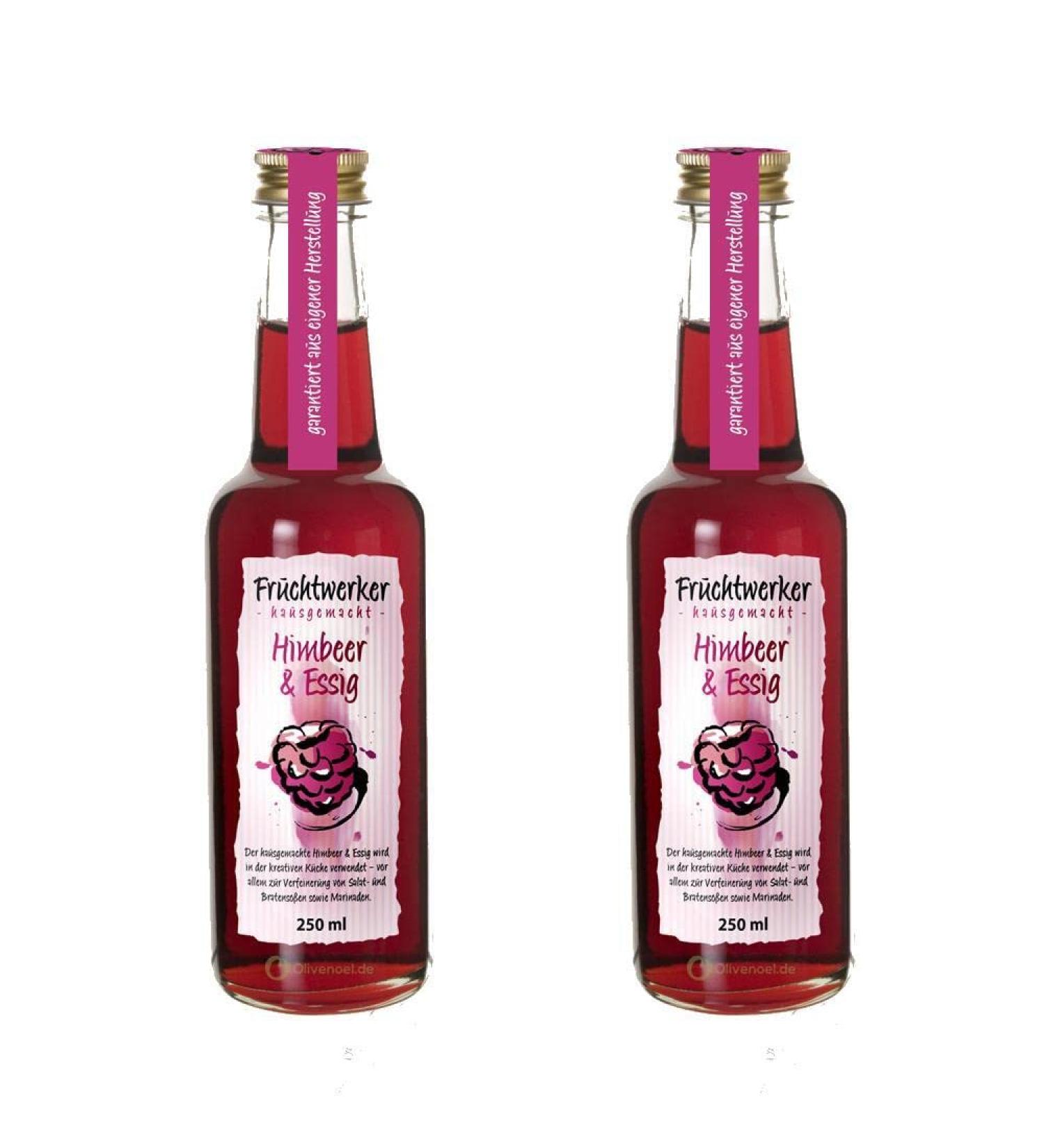 Fruchtwerker Fruit worker raspberry & vinegar with real fruit juice 2 x 250ml glass bottle - Buy Online on GoSupps.com