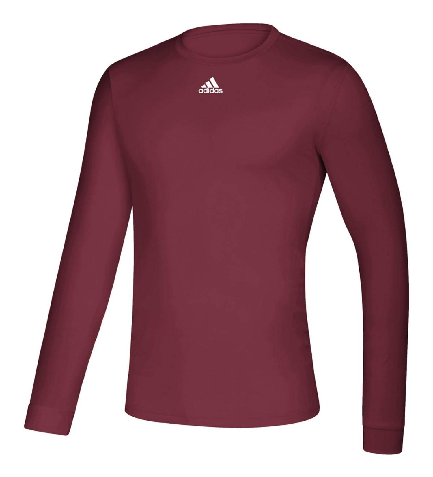 adidas Climalite Creator Long Sleeve T-Shirt (EK012) Large Collegiate Burgundy-white