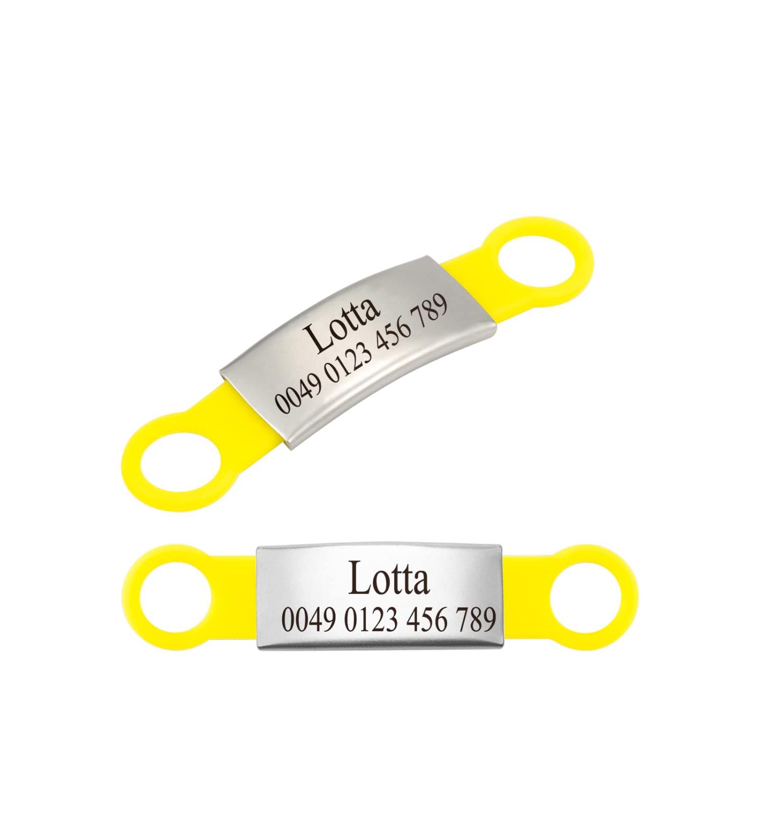 Personalized Silicone Dog ID Tags - 2 Pack Engraved Pet Name Labels for Dogs & Cats - Yellow Size S - Buy Online on GoSupps.com