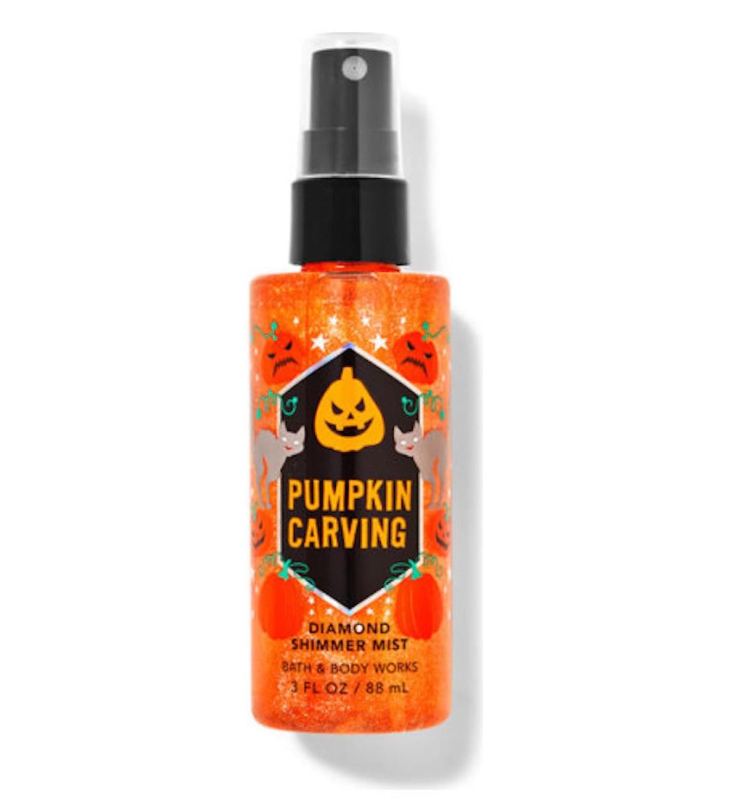 Bath and Body Works Pumpkin Carving Diamond Shimmer Travel Size Fine Fragrance Mist For Women 3 oz. (Pumpkin Carving)