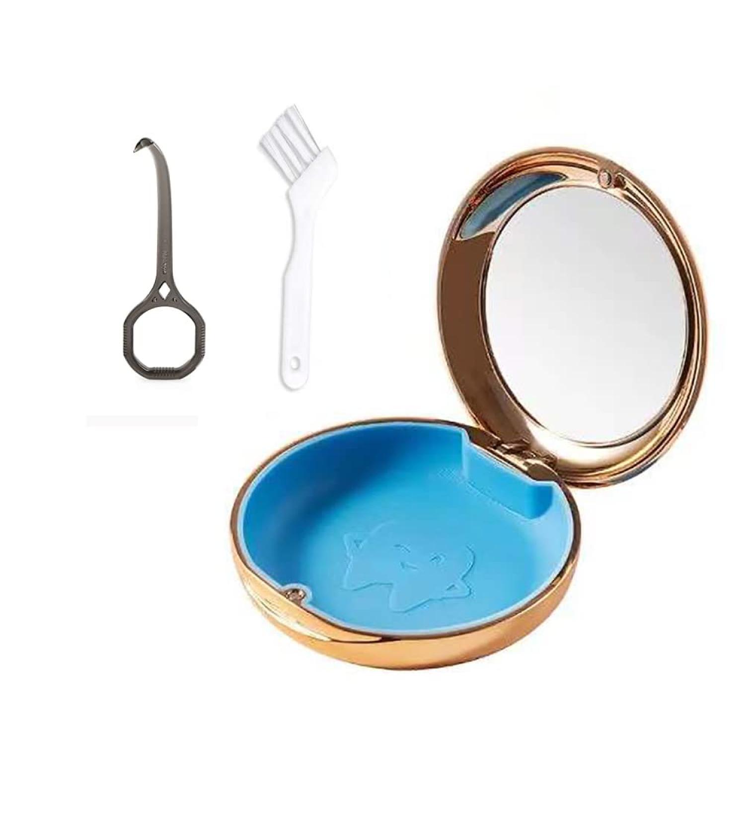 Orthodontic Retainer Case with Magnetic Closure + Aligner Remover Hook & Brush | Gold | 1 Pcs - Buy Online on GoSupps.com