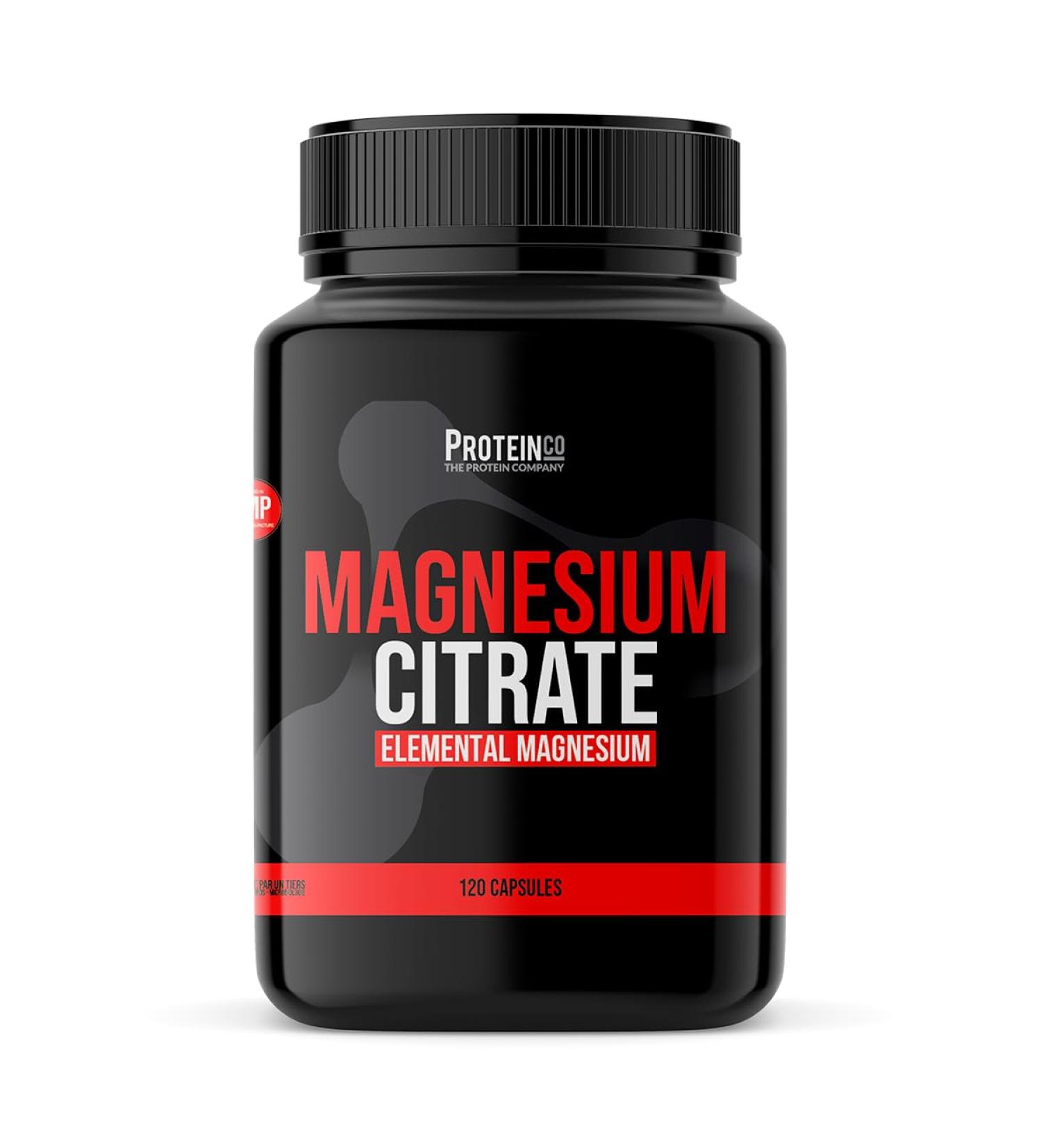 ProteinCo | Pure Magnesium Citrate | 500 mg | Muscle Recovery Relieves Muscle Cramps | Men & Women | 120 capsules - Buy Online on GoSupps.com