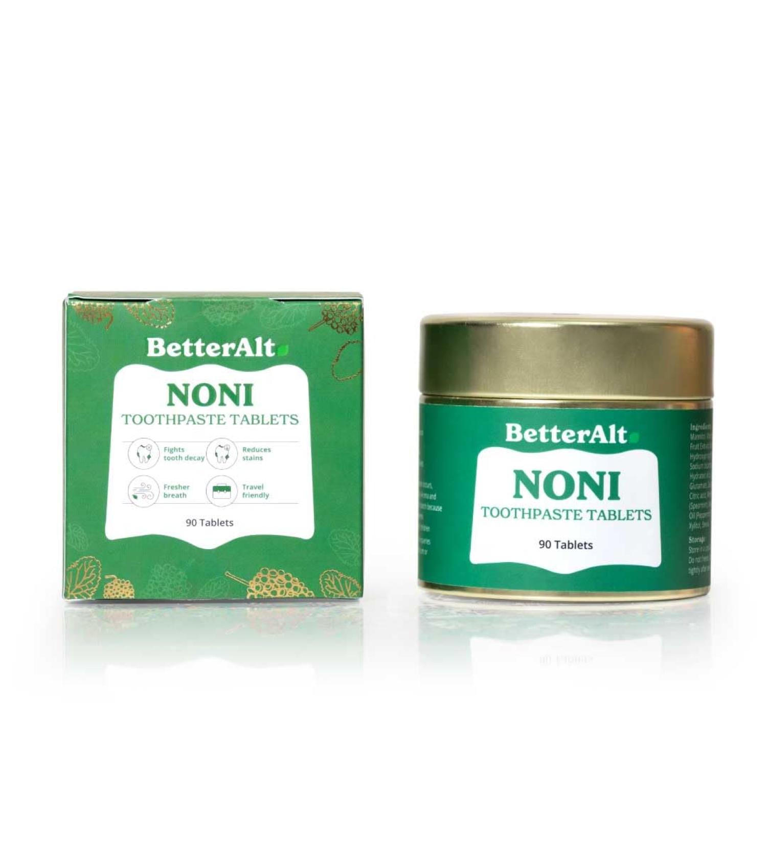 BetterAlt Toothpaste Tablets | Eco-Friendly Dental Care with Peppermint Oil & Noni Extract | Travel-Friendly | 90 Tablets - Buy Online on GoSupps.com