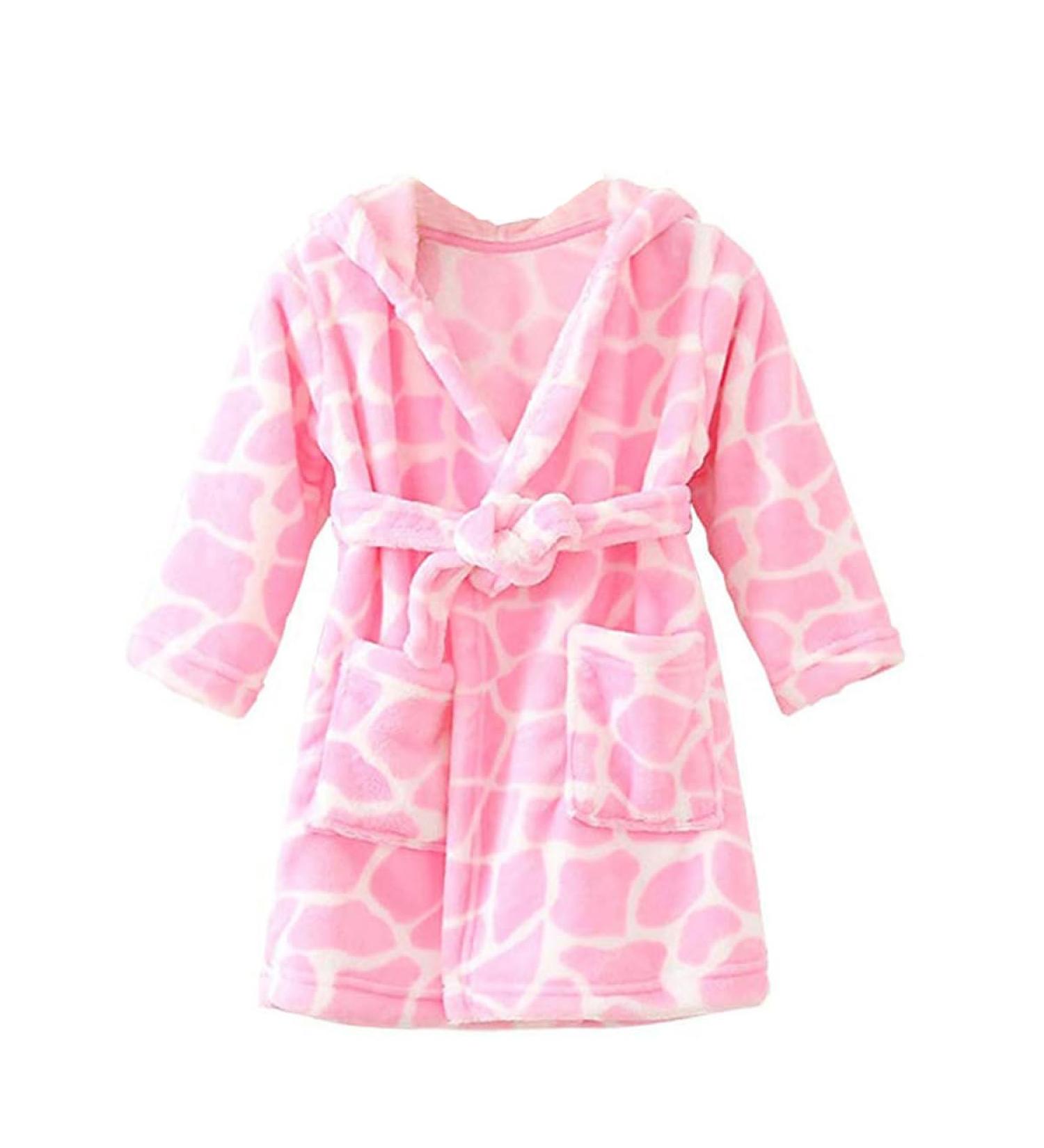 JZLPIN Unisex Baby Hooded Bathrobe | Flannel Pajamas for Boys & Girls 5-6 Years | Pink Dressing Gown Perfect for Kids! - Buy Online on GoSupps.com