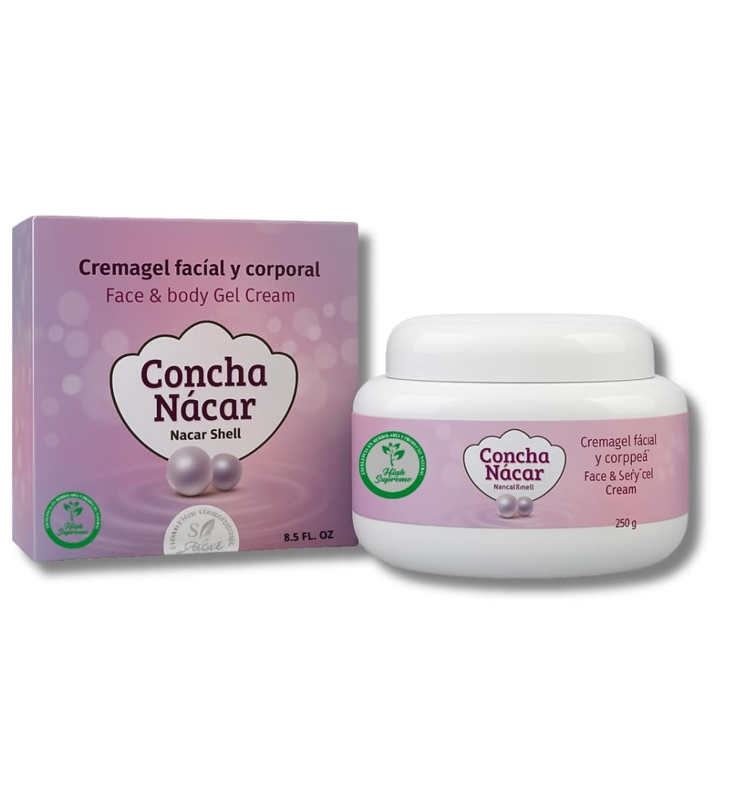 HIGH SUPREME Concha N car (Mother of Pearl) Face & Body Gel Cream 8.5 fl oz With Collagen Elastin Vitamin E & Glycerin Nourishing & Radiance Support 100% Natural Ingredients - Buy Online on GoSupps.com