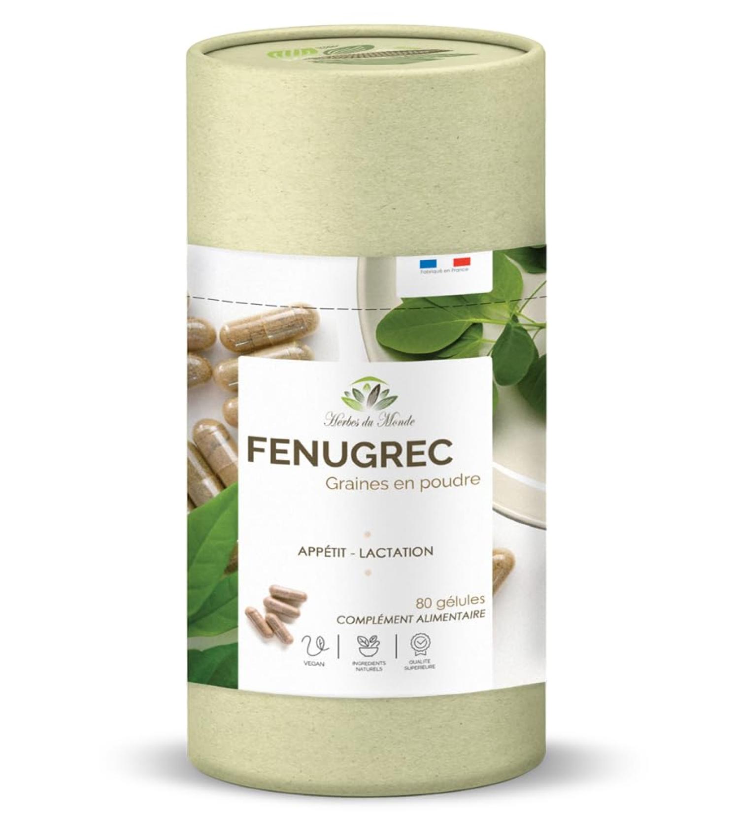 Herbes du Monde - Fenugrec G lules - Favorise la prise de poids et la Lactation - Compl ment Alimentaire naturel - 1 boite de 80 G lules