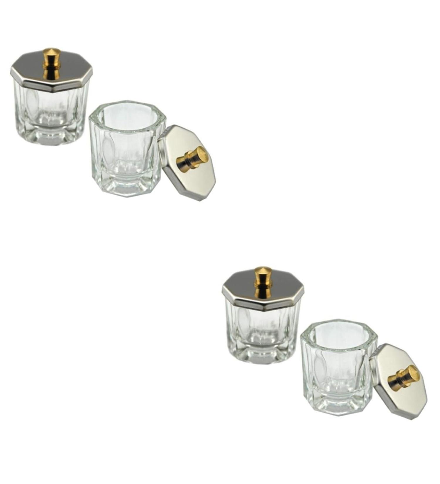 FRCOLOR Set of 4 manicure liquid cups crystal cups made of clear glass glass jug with lid clear cup glass cup with lid clear cup storage box liquid crystal - Buy Online on GoSupps.com