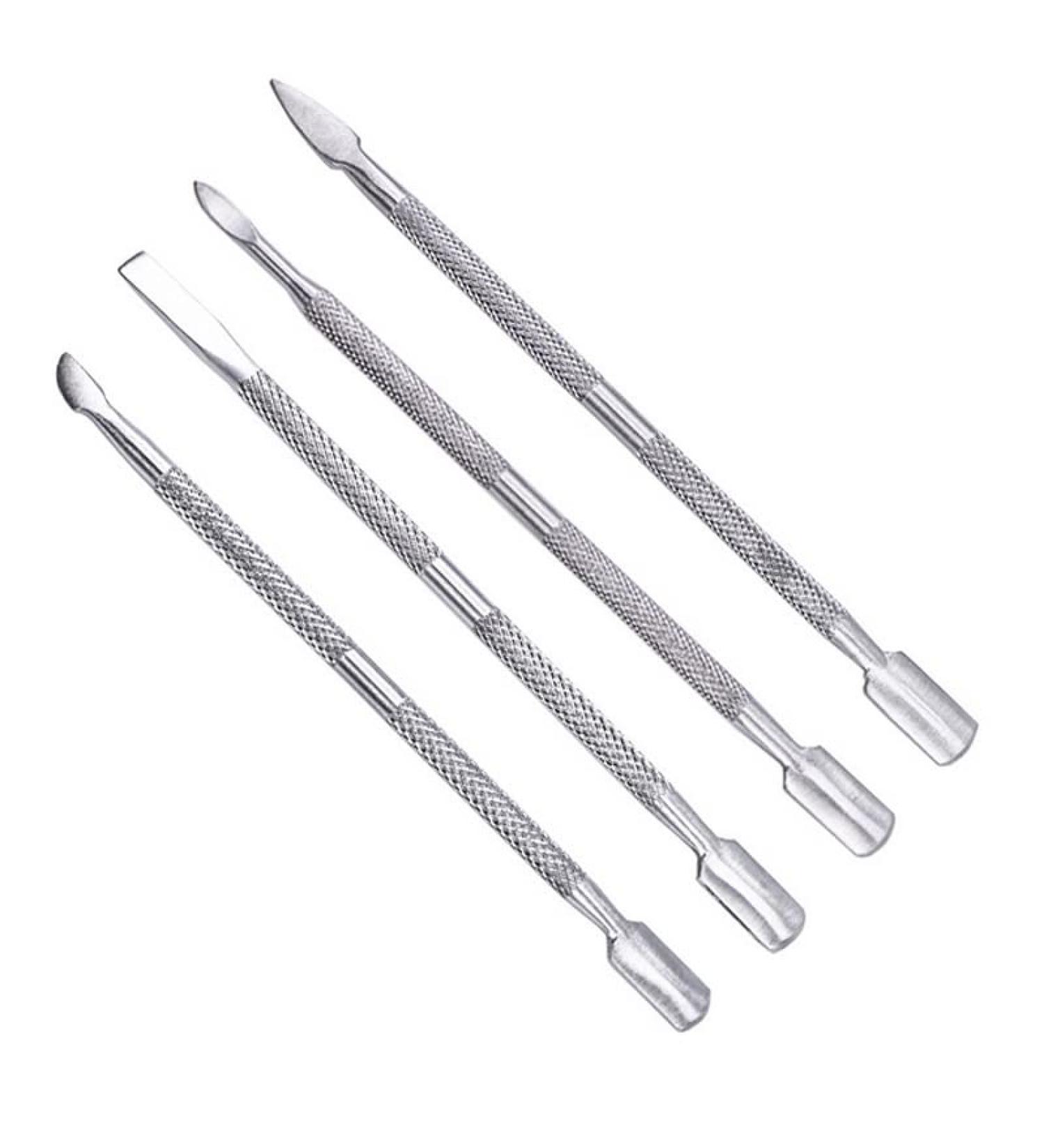 Stainless Steel Cuticle Pusher Remover Kit - 4Pcs Professional Manicure and Pedicure Tools - Buy Online on GoSupps.com