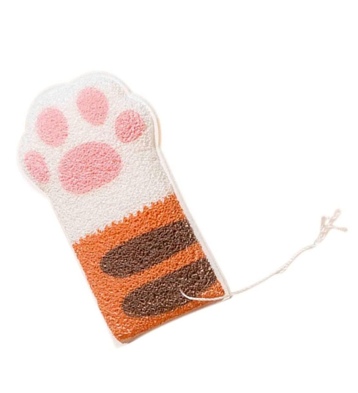 Body Exfoliating Sponge Elastic Cute Bathing Clean Scrub Brush with 4 Cat Paws Shower Scrub Brush - Buy Online on GoSupps.com