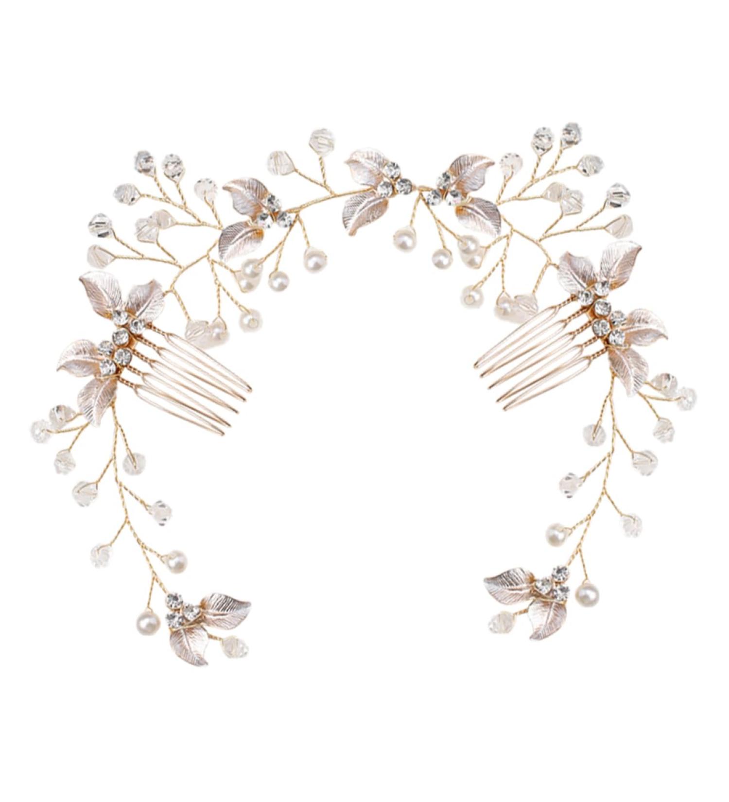 FRCOLOR Bride Hair Braiding Hair Comb Bridesmaid Headwear Crystal Side Comb Bride Hair Combs Rhinestone Hair Barrette Hair Clip Comb Faux Bangs European and American Pearl Alloy Material - Buy Online on GoSupps.com