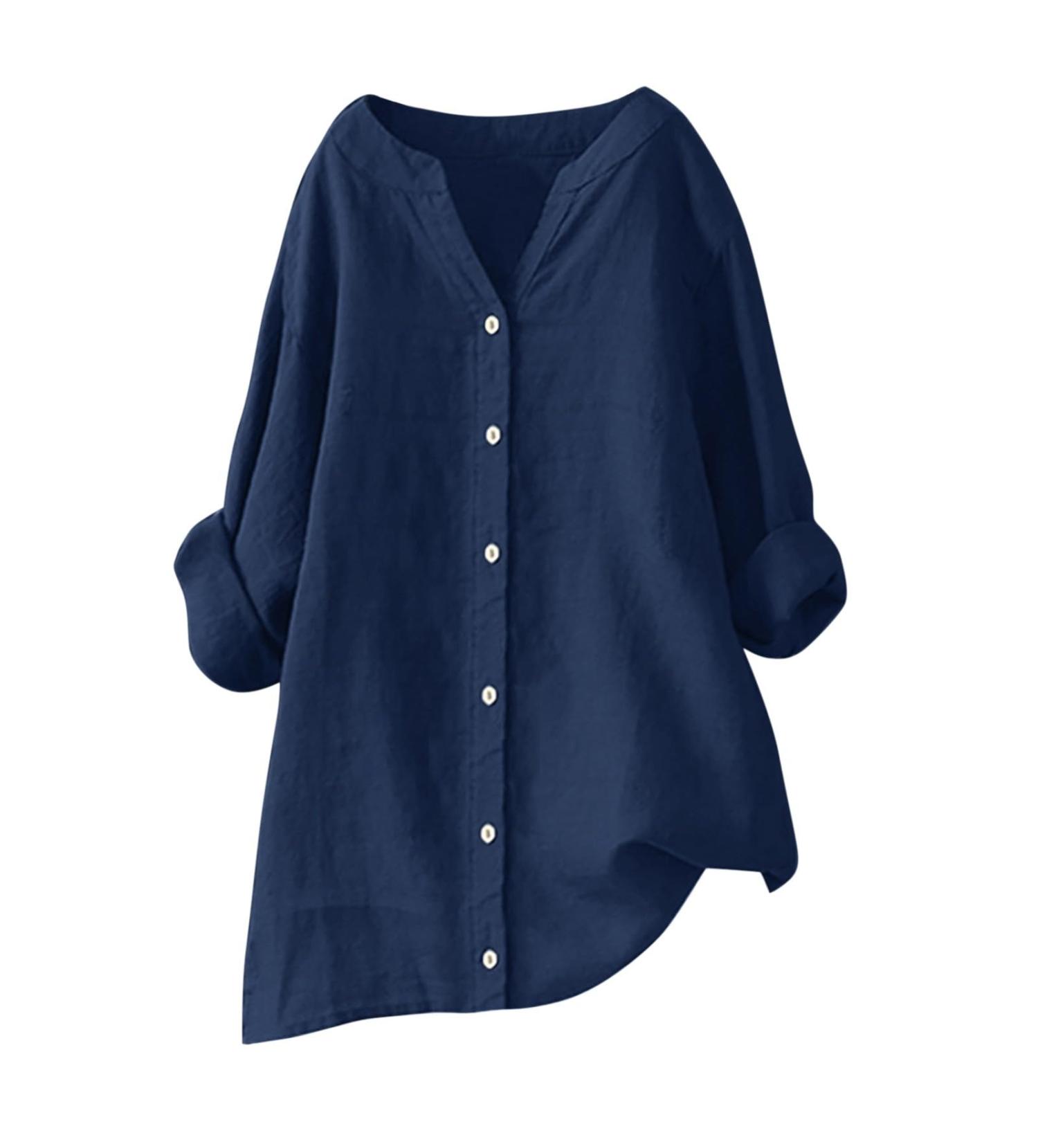 Women Cotton Linen Shirt Sale Clearance Summer Tee Short Sleeve Short Sleeve Round Neck Cotton and Linen Loose Fit Shirts Blouses Ladies Tshirts Casual Henley Business T-Shirt 600-qppoj-navy-a 5XL - Buy Online on GoSupps.com