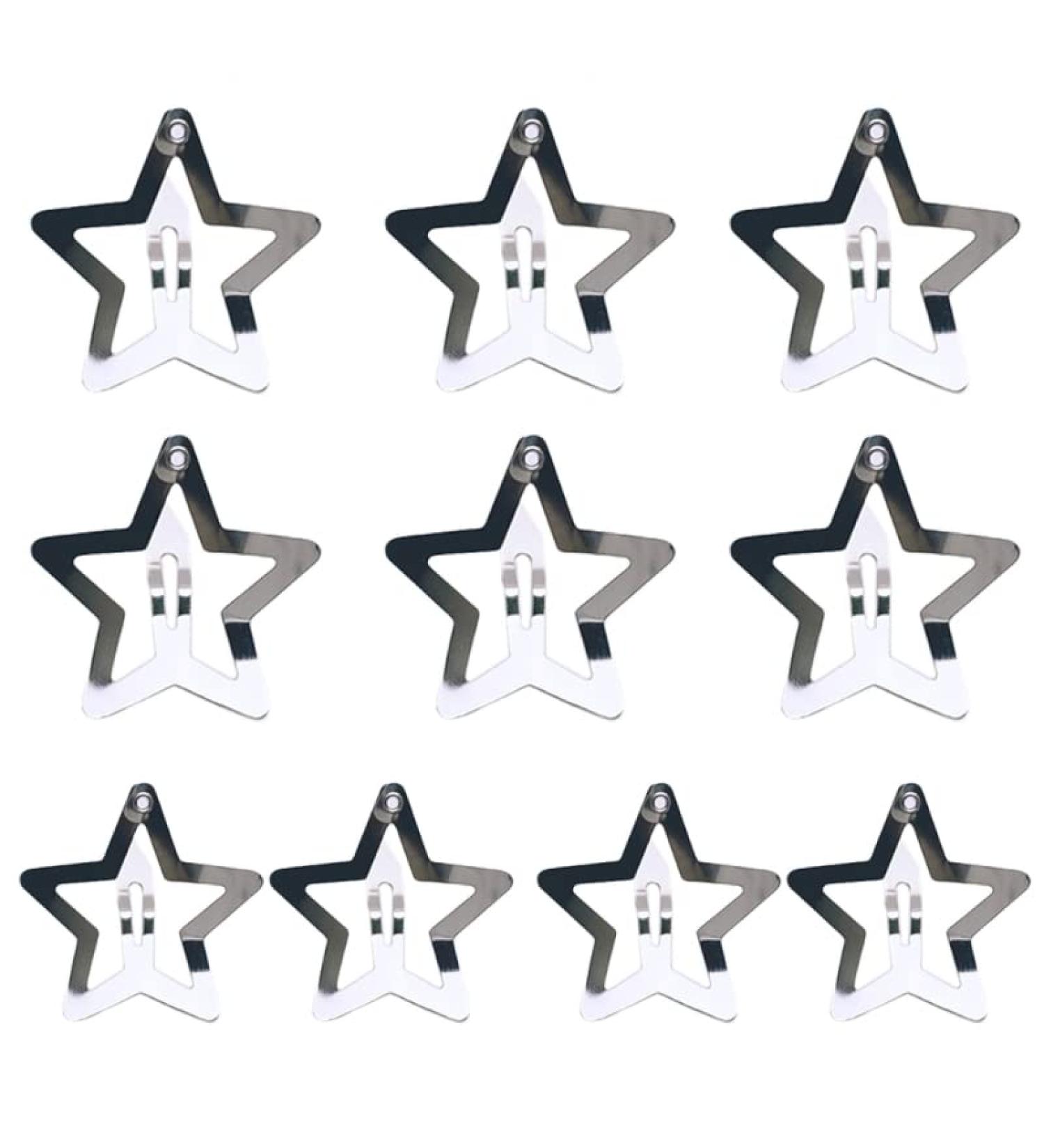 Silver Hollow Star Hair Clips | Set of 10 for Girls and Women - Buy Online on GoSupps.com