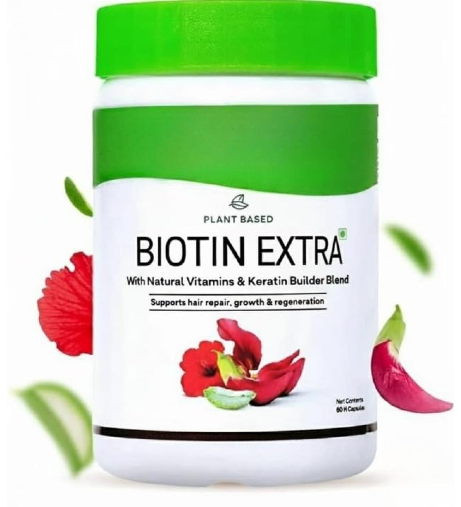 Plant Based Biotin for Hair Repair Regeneration & Growth (Pack of 1 (60 Capsules)) - Buy Online on GoSupps.com
