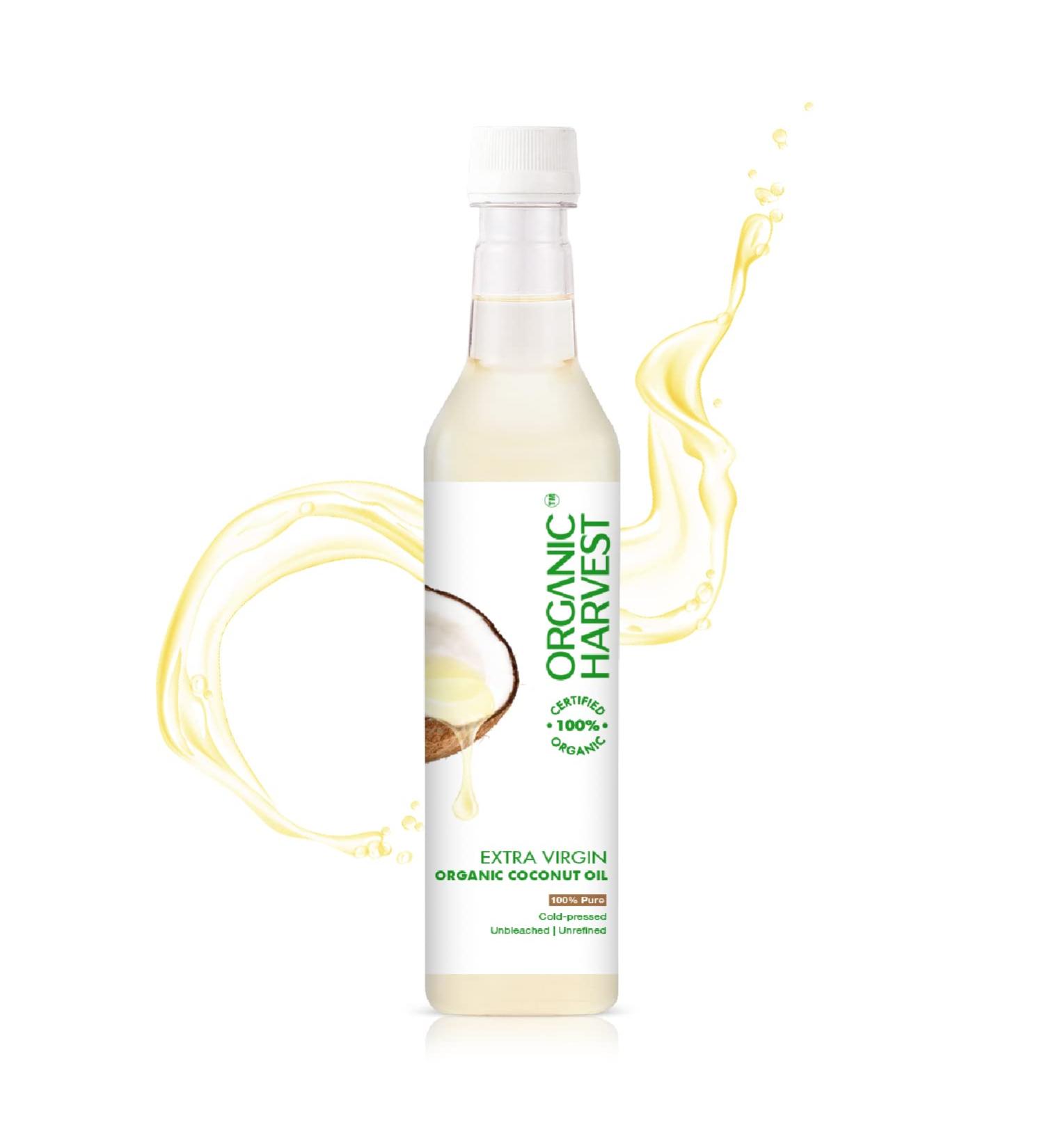 Organic Harvest Cold Pressed Extra Virgin Coconut Oil | 100% American Certified Organic | Sulphate & Paraben Free | Ideal for All Skin and Hair Types | 500ml - Pack of 1 - Buy Online on GoSupps.com
