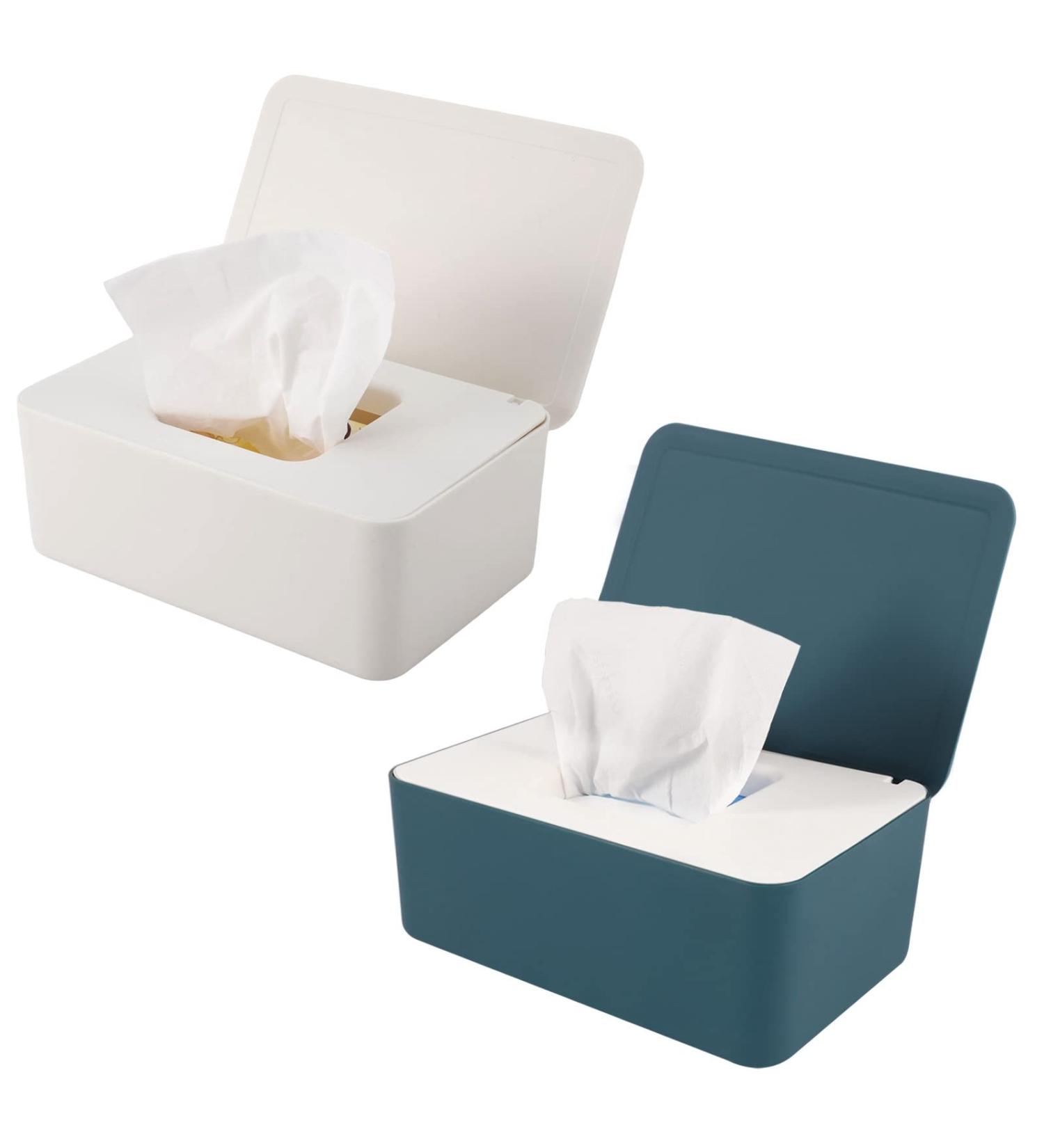 2PCS Wet Wipes Dispenser Box - Dustproof & Reusable - Blue+White - Buy Online on GoSupps.com