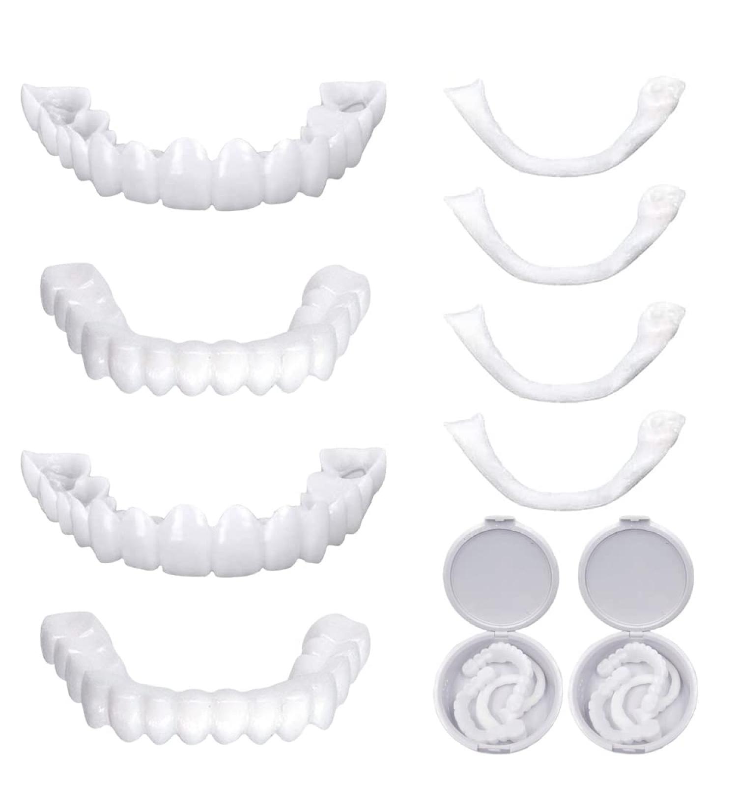 Buy CJBin 2 Pairs Lightening Immediate Veneers Teeth Set - Top & Bottom Dentures for Men & Women | Best Whitening Alternative for Bad Teeth - Buy Online on GoSupps.com