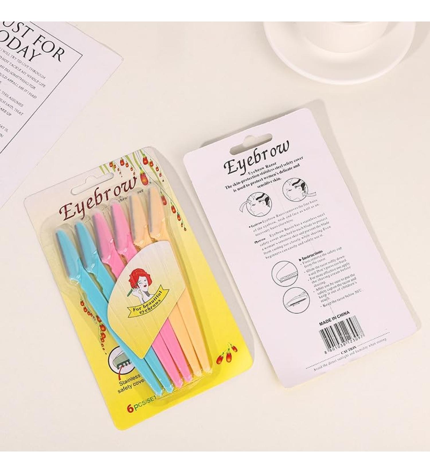 Buy Eyebrow Razor & Dermaplaning Tool for Women - 3ct Facial Razors in Yellow | International Shipping Available - Buy Online on GoSupps.com