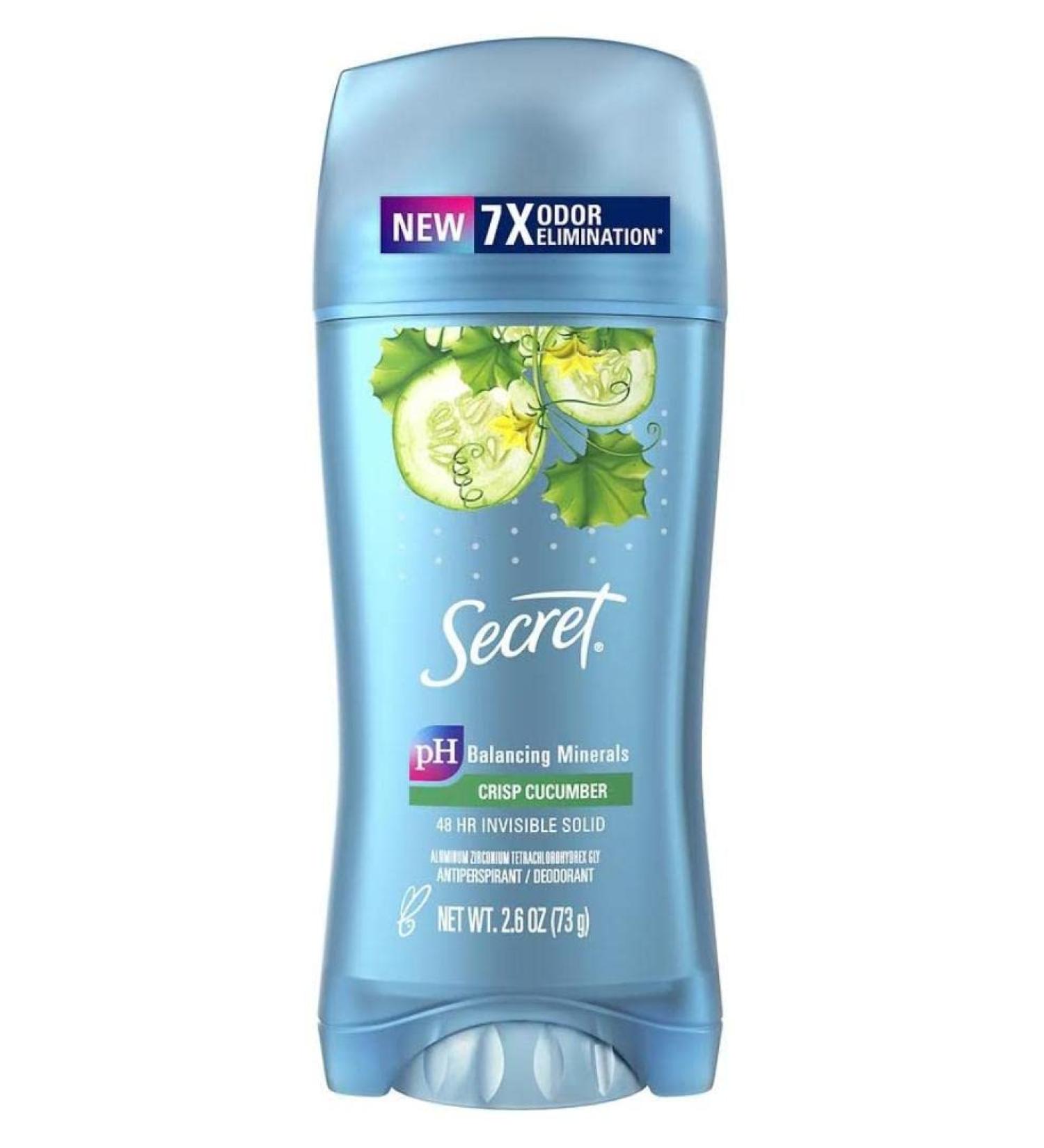 Secret 2.6oz Solid Antiperspirant, Crisp Cucumber Scent, Pack of 6 - Buy Online on GoSupps.com