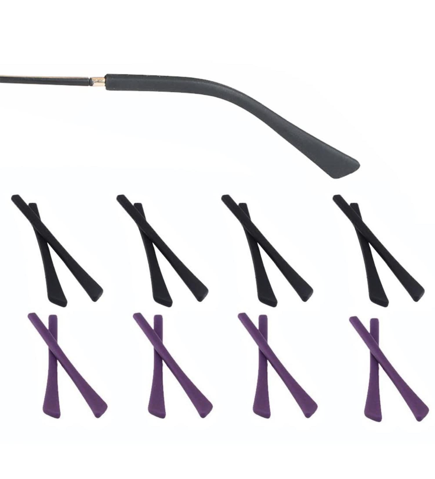 8 Pairs Anti-Slip Silicone Coatings for Glasses - Slipproof Hinge Repair Parts & Accessories for Metal Thin Sunglasses - Black/Purple - Buy Online on GoSupps.com